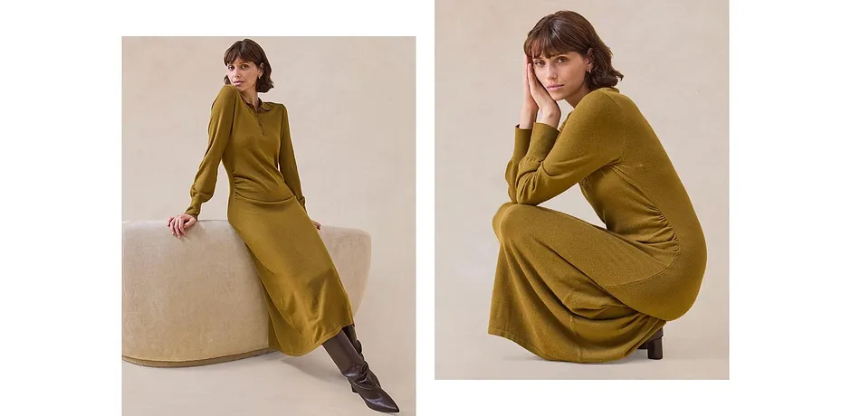 Femme - Robe pull douce en viscose majoritaire - vert gui