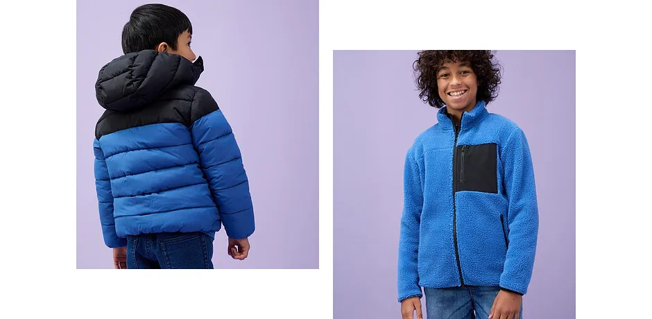 Kinder - Teddy-Fleece Jacke - blau/schwarz