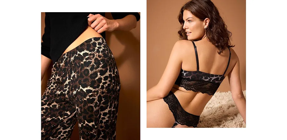 Femme - Brassière triangle avec dentelle - léopard