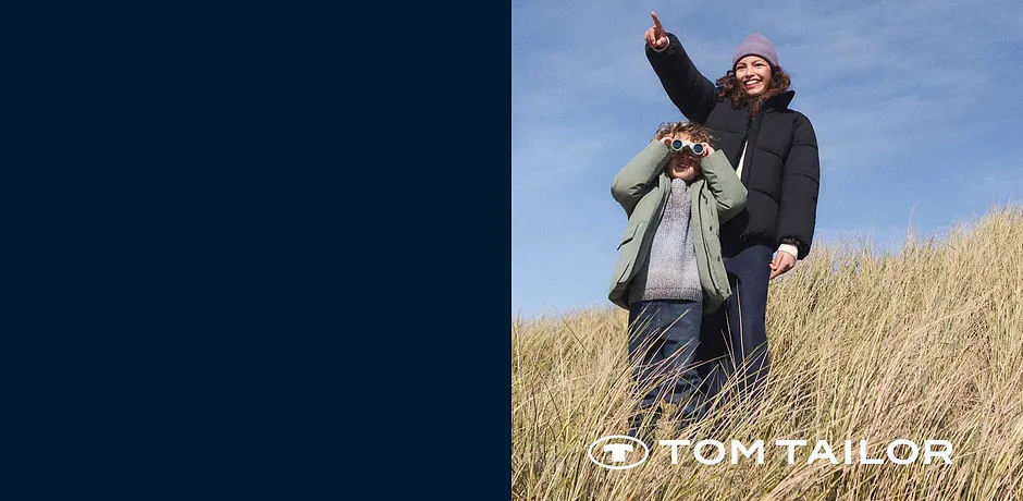 Vestes d'hiver et pulls chauds de Tom Tailor qui protègent du froid dans la dune au vent.