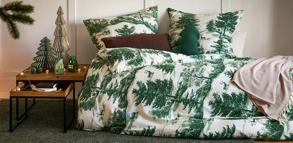 Maison - Parure de lit motif forêt - vert/beige