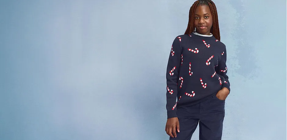 Pull de Noël avec motifs sucres d'orge