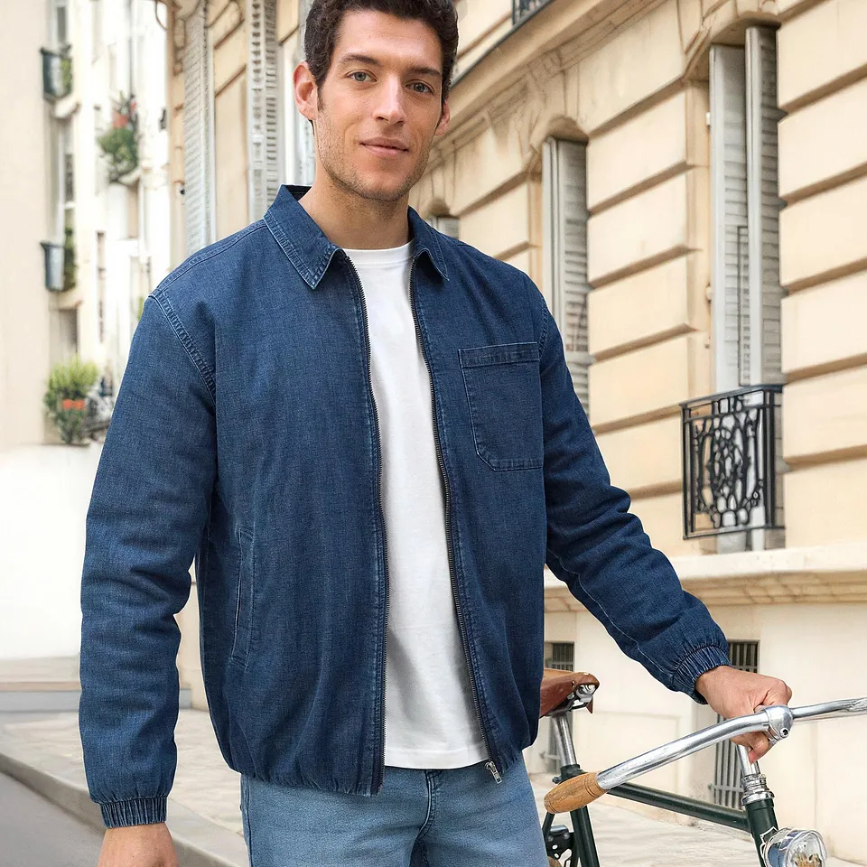 Homme - Veste en jean, coupe regular - bleu denim