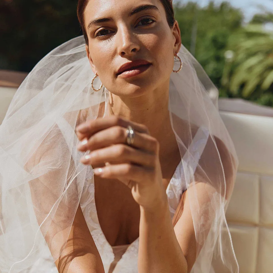 Femme - Voile de mari&eacute;e en mati&egrave;re transparente - blanc 140&nbsp;cm