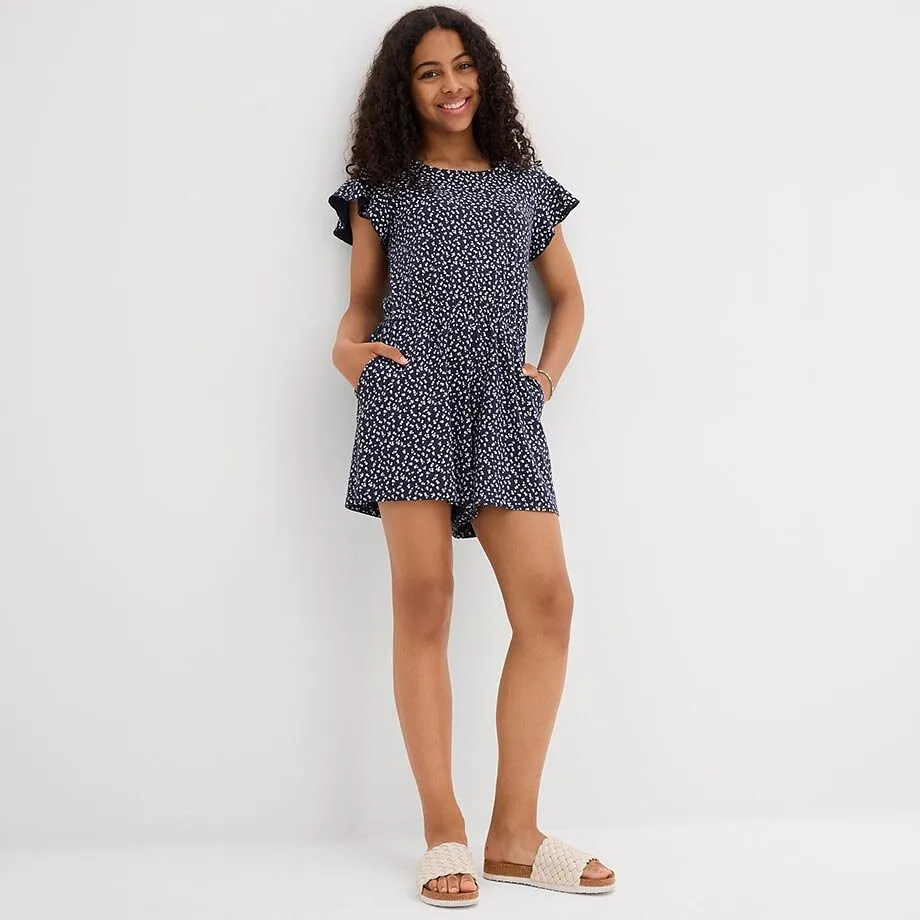 L&auml;ssiger schwarzer Jumpsuit mit wei&szlig;em Punktmuster.