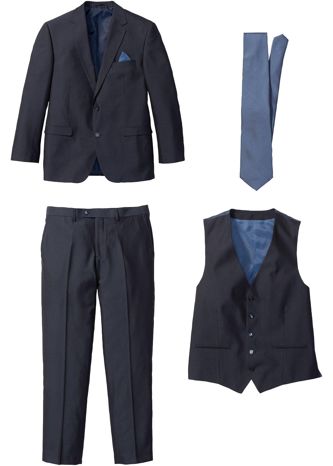 Anzug mit Weste und Krawatte (4-tlg. Set), Regular Fit