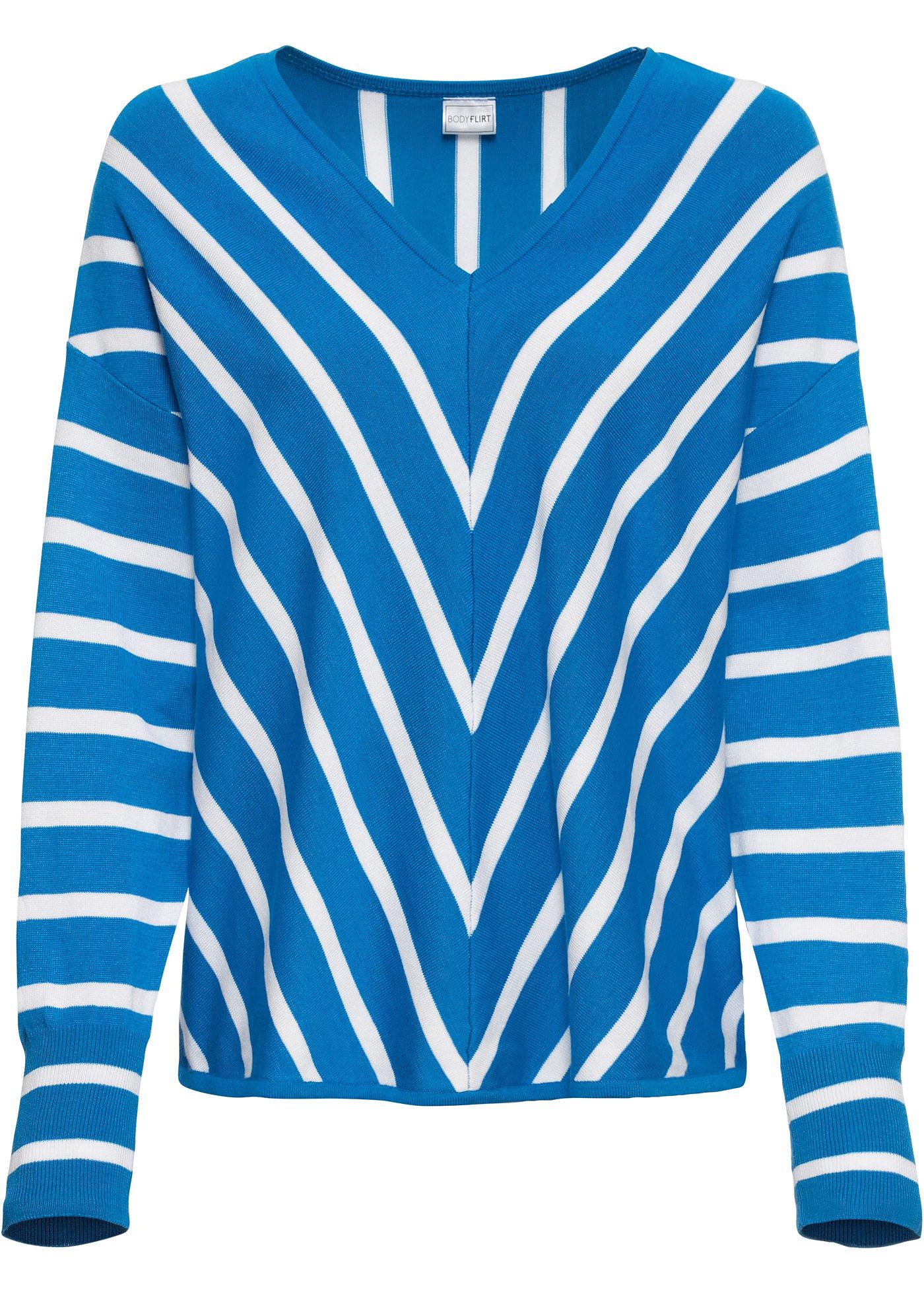 pullover blau gelb gestreift