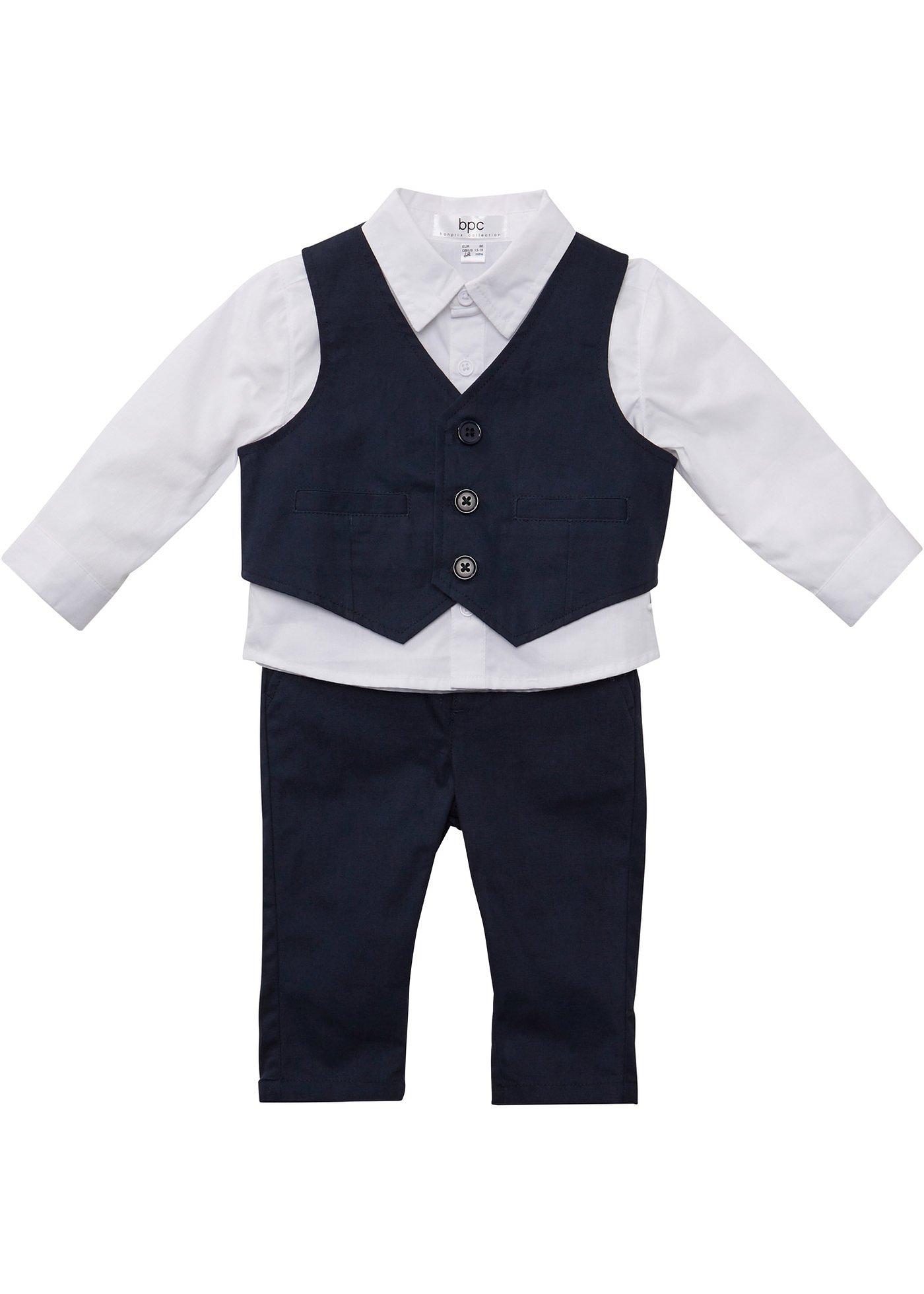 Anzug-Set mit Hemd, Weste und Hose aus reiner Baumwolle (3-tlg. Set)