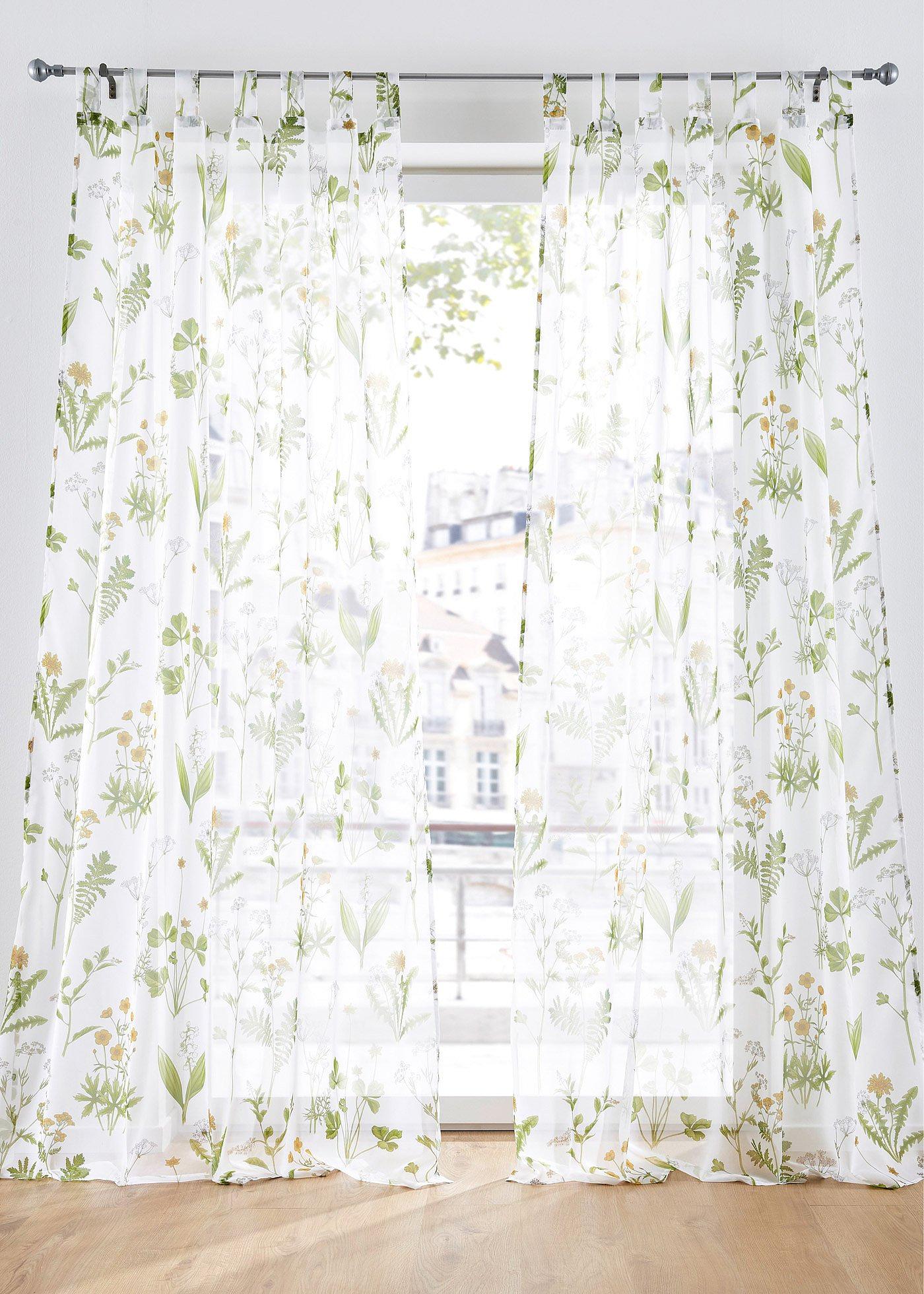 Gardine mit floralem Druck mit recyceltem Polyester (1er Pack)