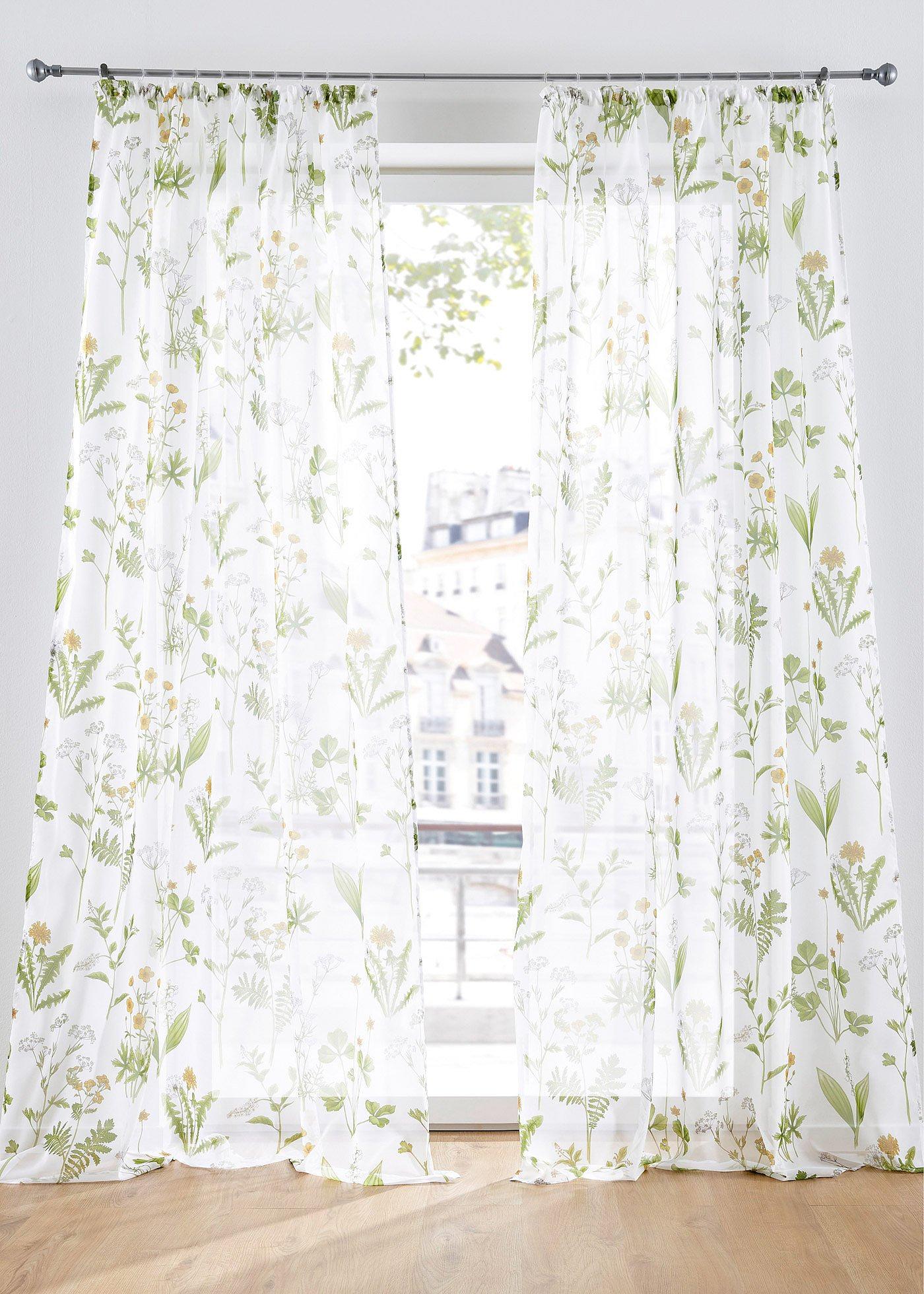 Gardine mit floralem Druck mit recyceltem Polyester (1er Pack)
