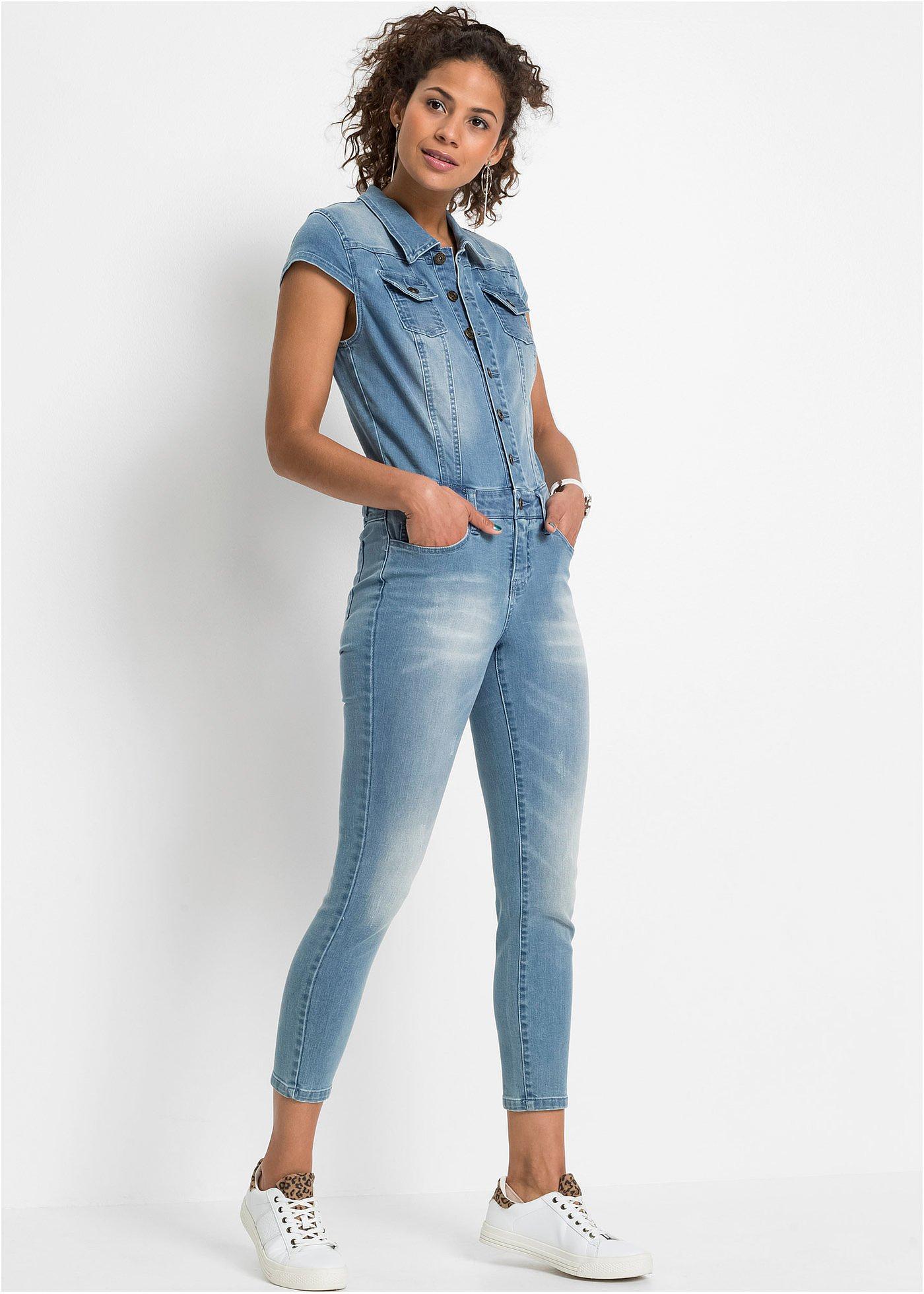 Stylischer JeansJumpsuit mit Waschung eisblau denim