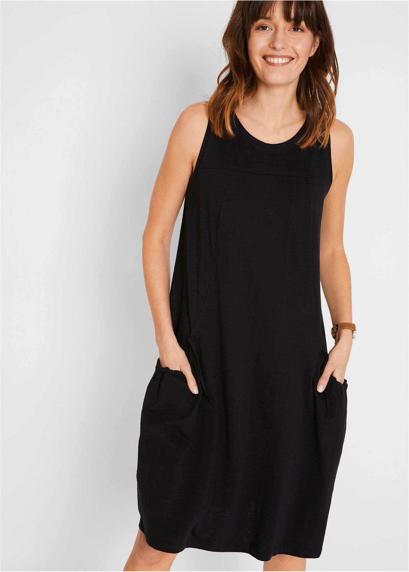 Robe en jersey coton avec poches noir