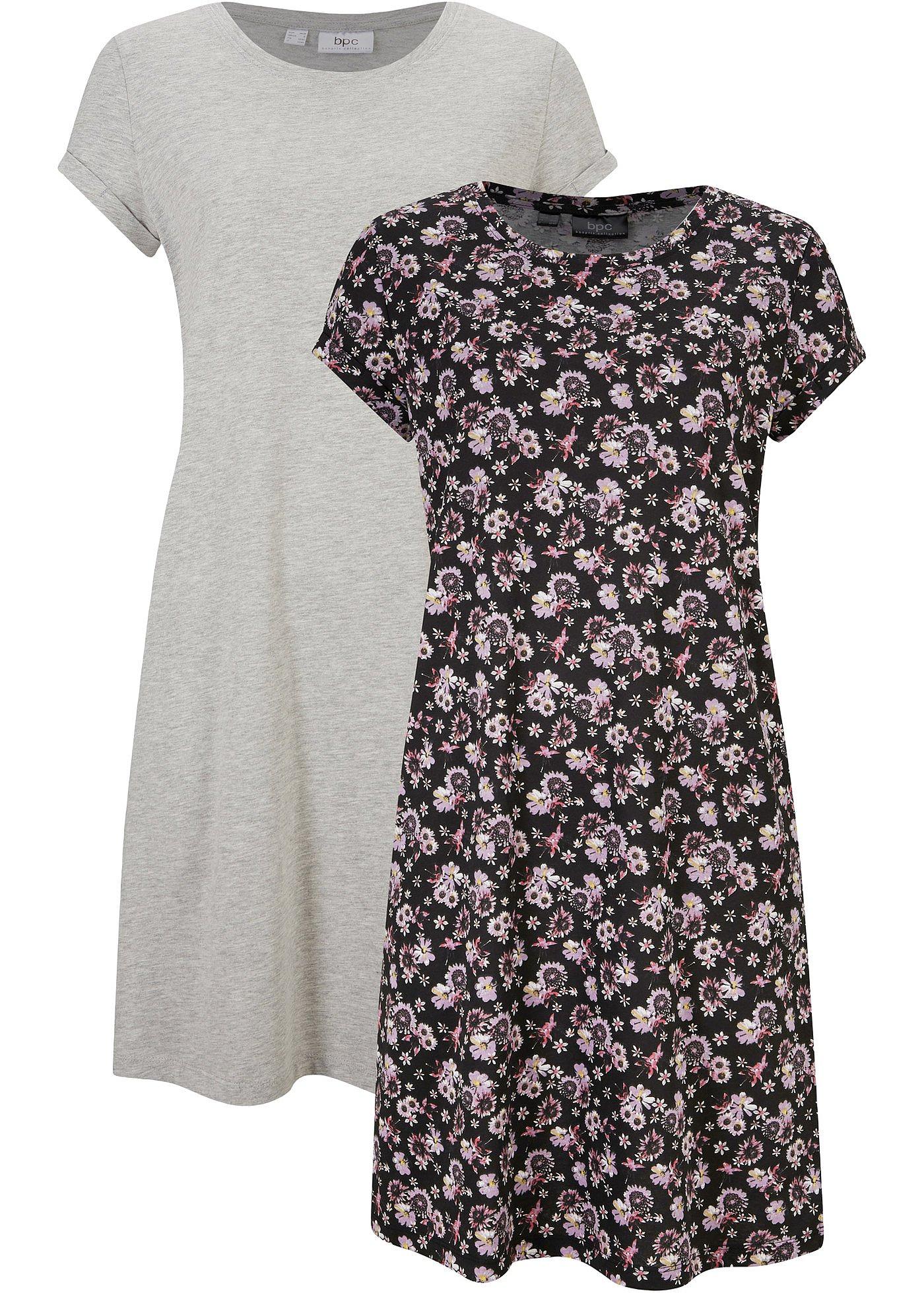 Shirtkleid mit seitlichen Schlitzen aus reiner Baumwolle (2er Pack)