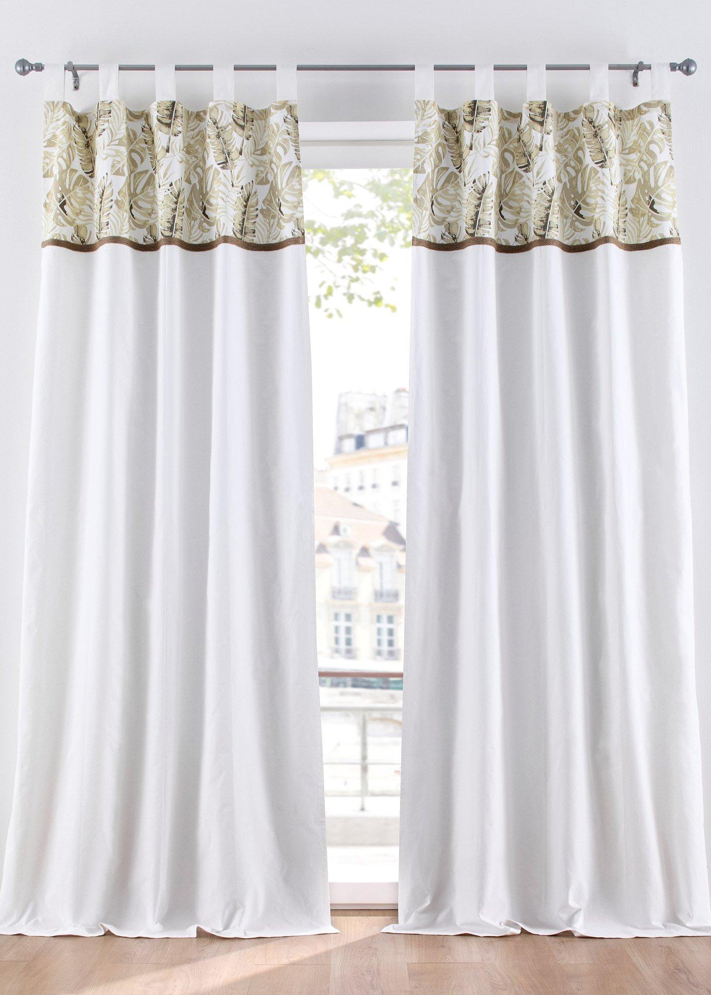 Vorhang in modernem Landhaus-Stil - altweiss/beige, Schlaufen