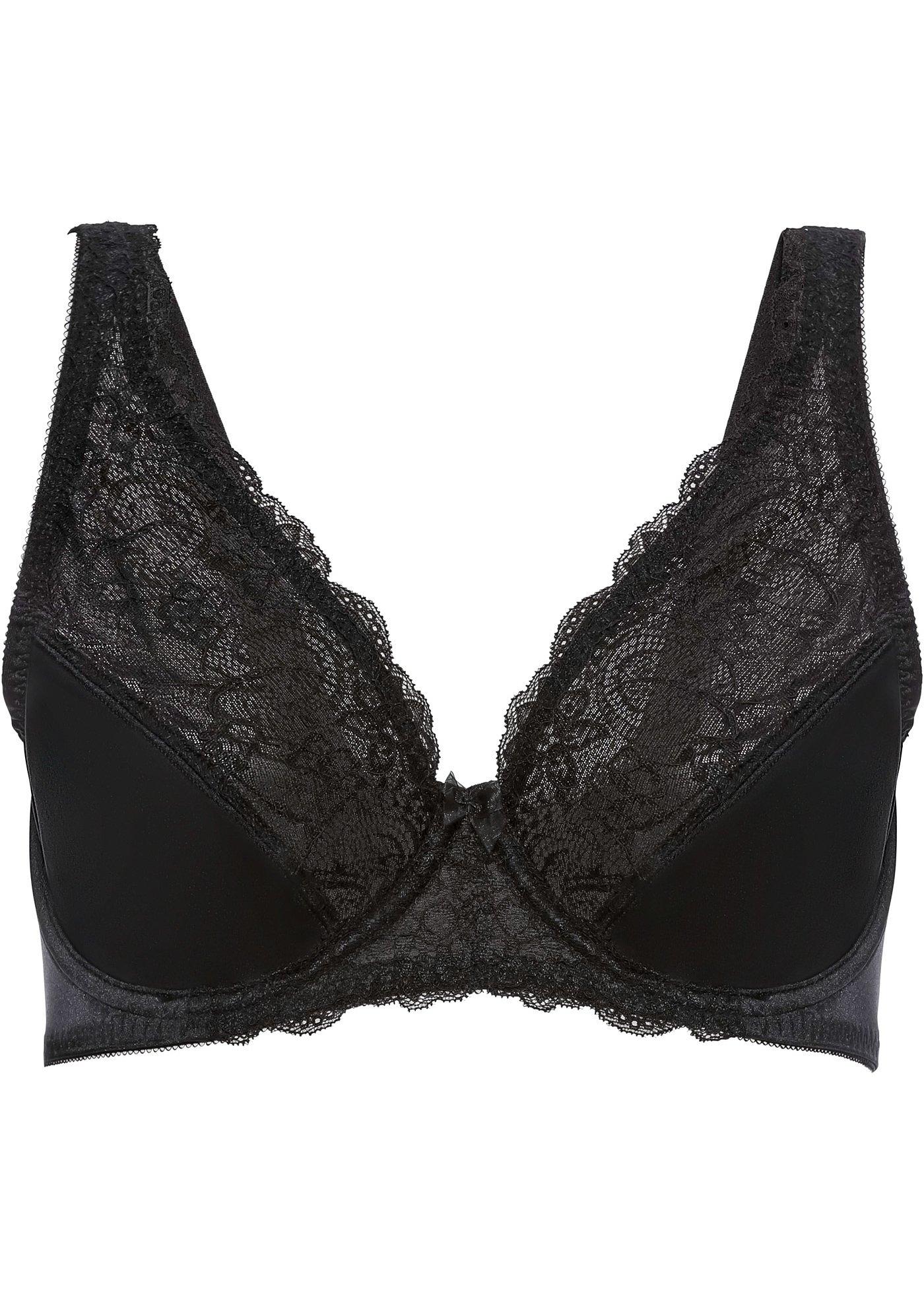 Beau minimiseur avec détails en dentelle semi transparents noir, Bon. F Beau minimiseur avec détails en dentelle semi transparents noir, Bon. F