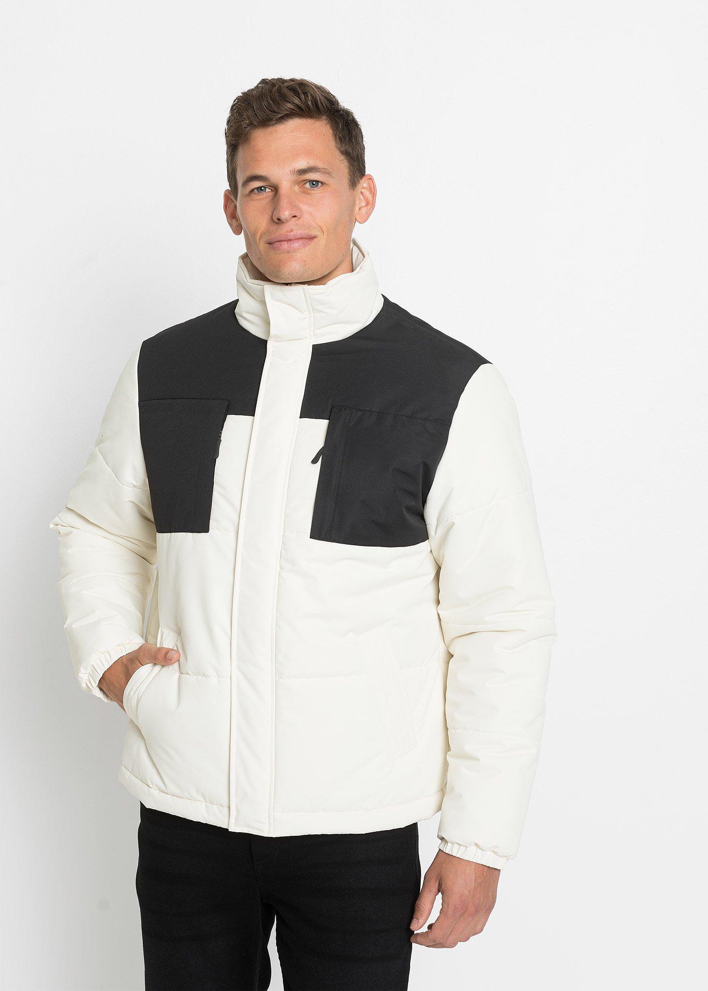 moderne-jacke-mit-steppung-und-kontrastbes-tzen-beige-schwarz