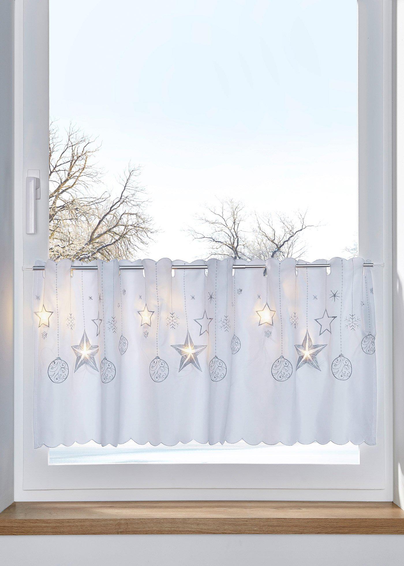 LED Scheibengardine mit weihnachtlichem Druck