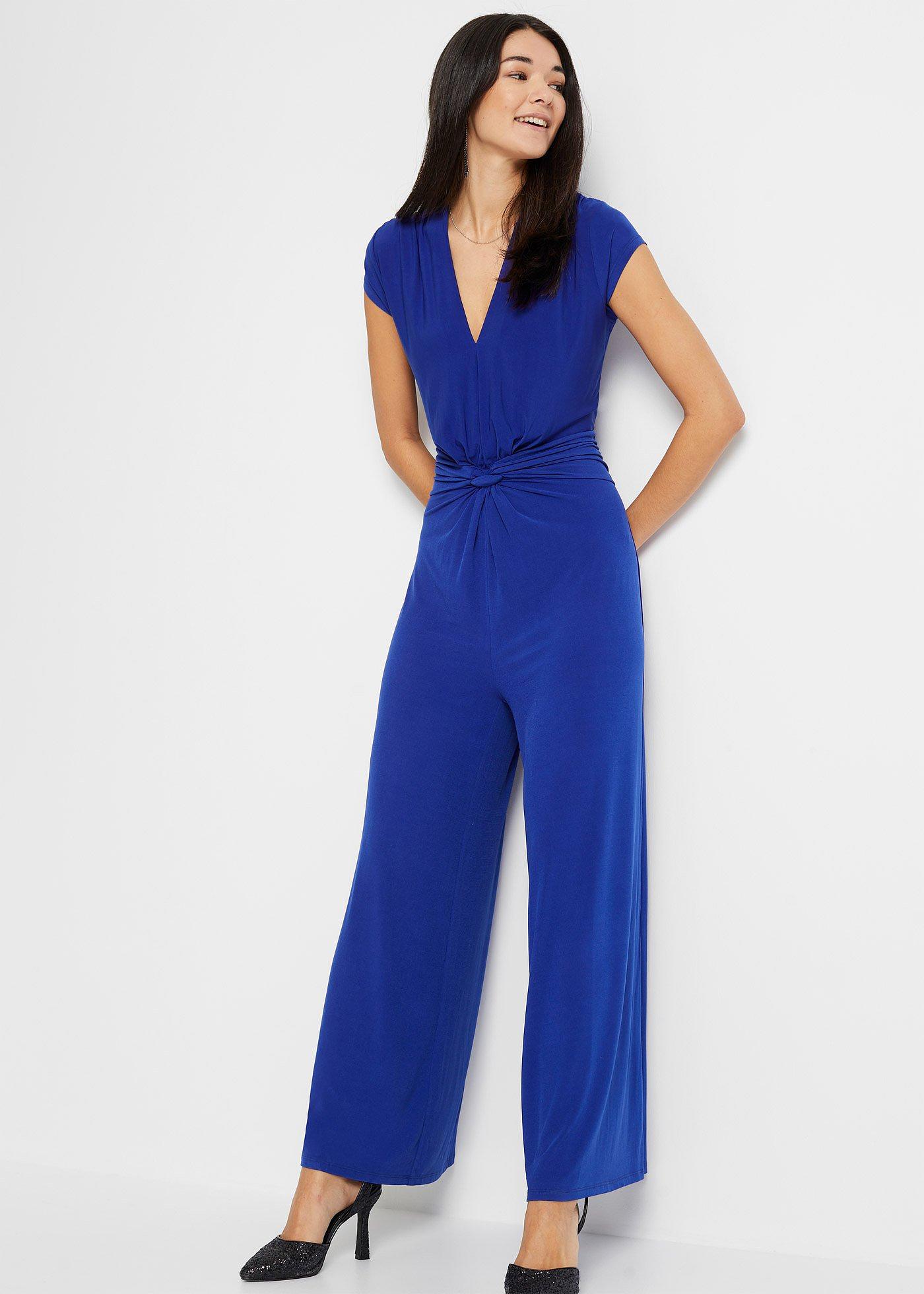 Eleganter Jumpsuit mit Knotendetail blau, regular