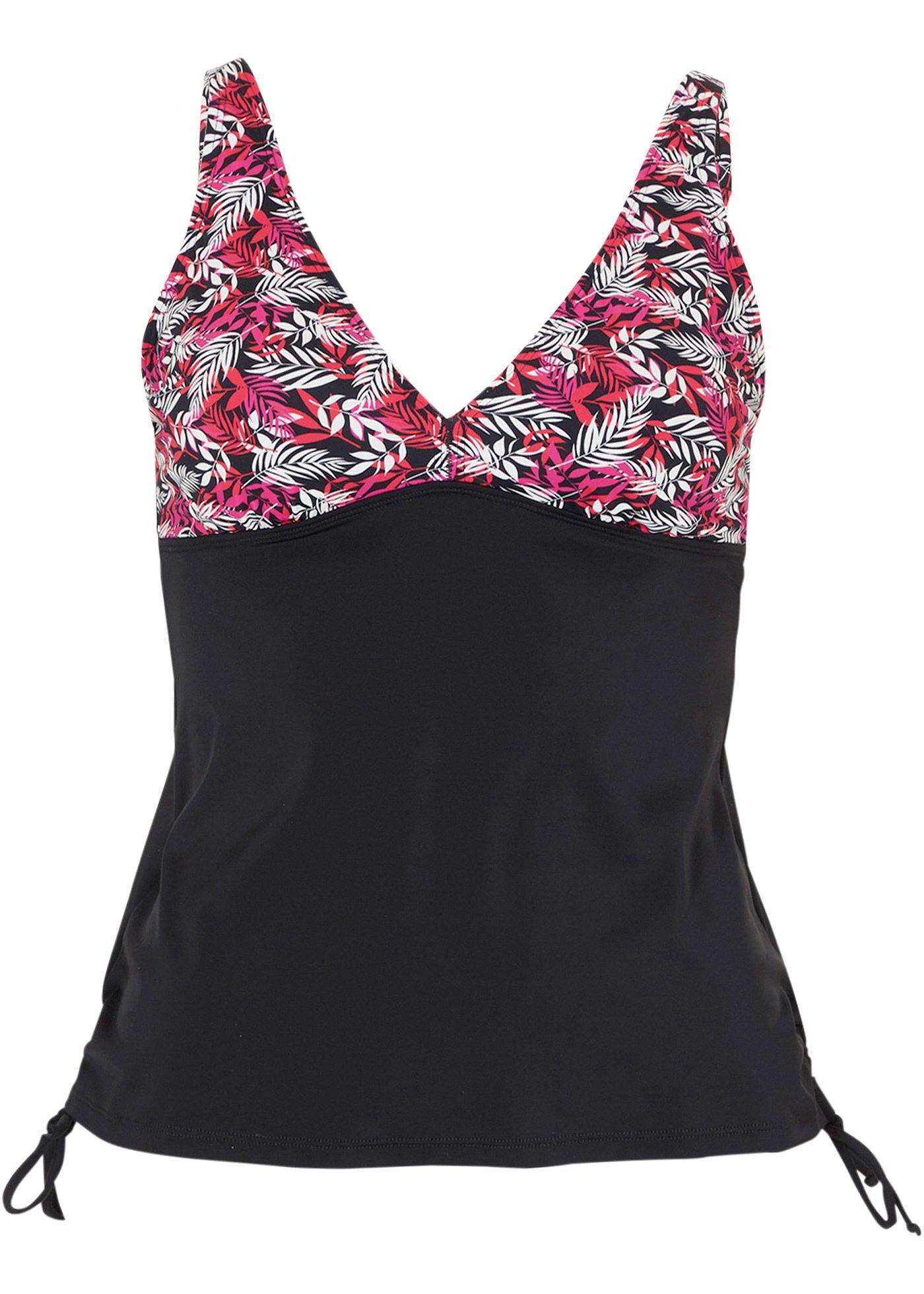 Stilvolles Tankini Oberteil mit geschmackvollem Design schwarz/rot floral