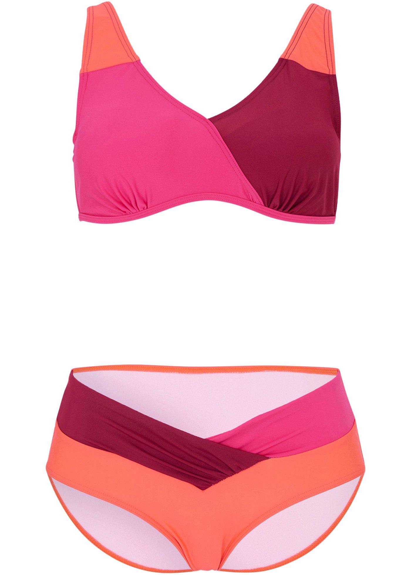 Attraktiver Bügel Bikini in leuchtenden Farben pink/bordeaux/coral