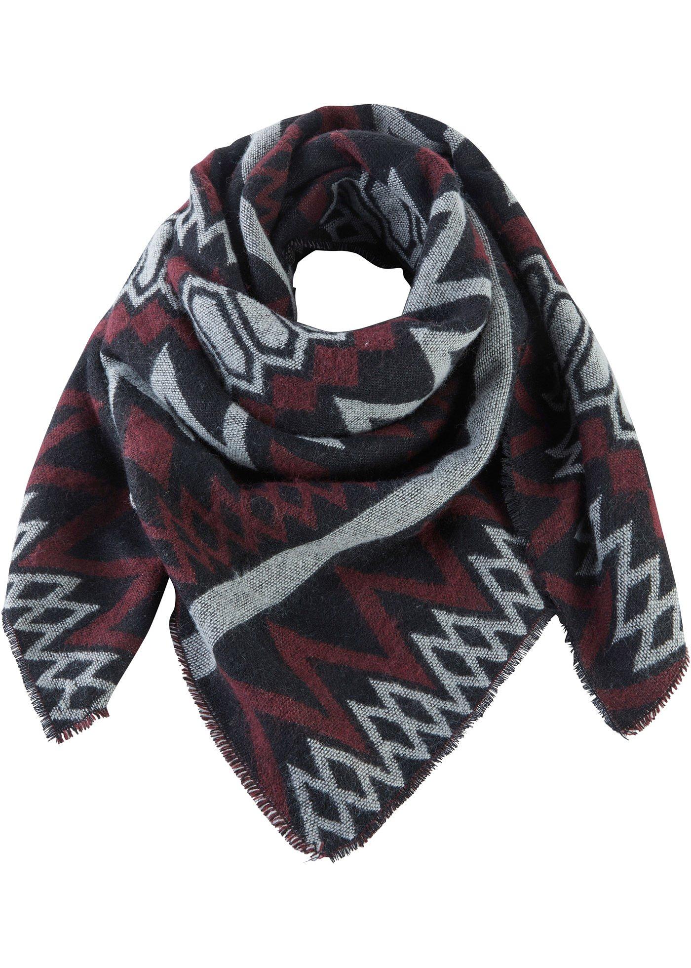 Weiches Tuch mit aufregendem Muster schwarz/creme/ahornrot