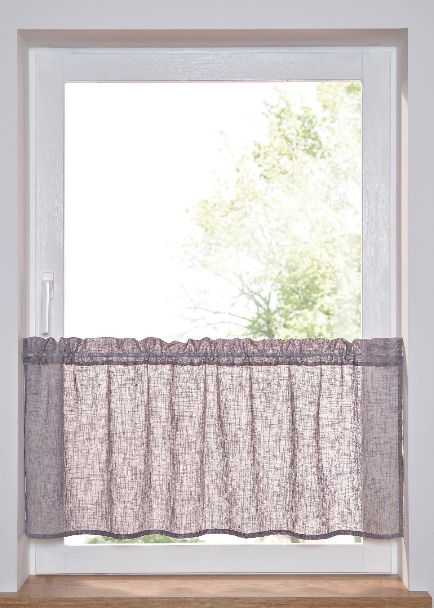 Scheibengardine in Leinen-Optik