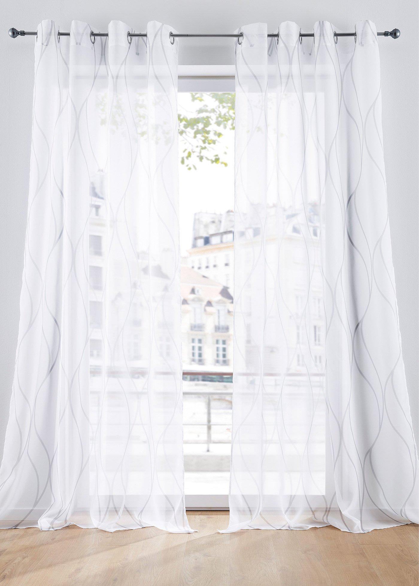 Gardine mit Wellen Druck mit recyceltem Polyester (1er Pack)