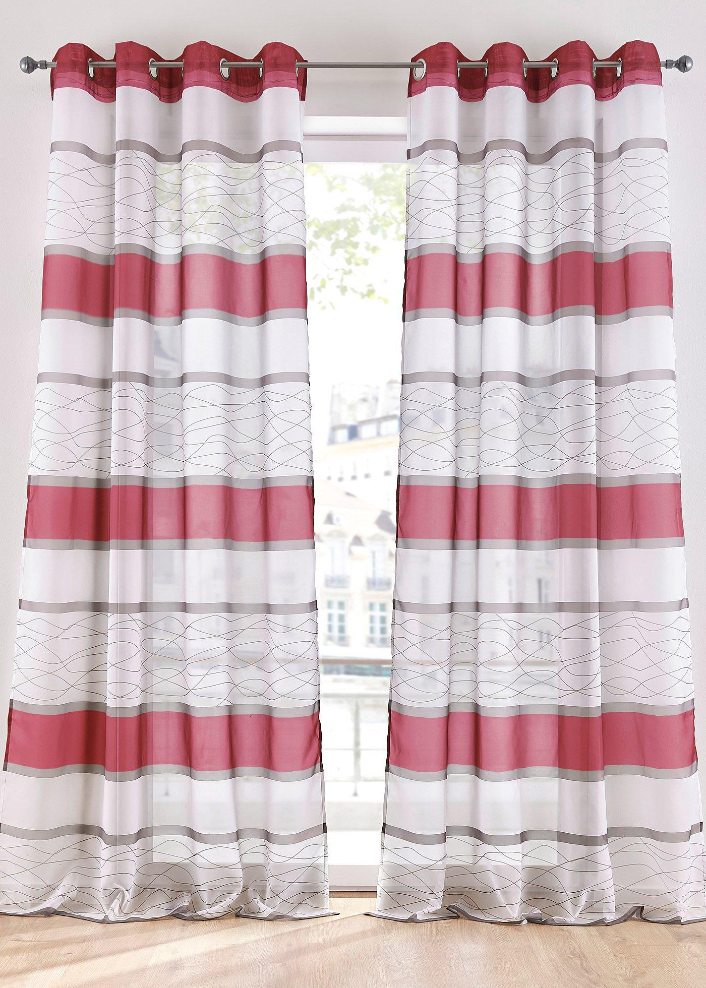 Transparente Gardine mit Querstreifen Druck (1er Pack)