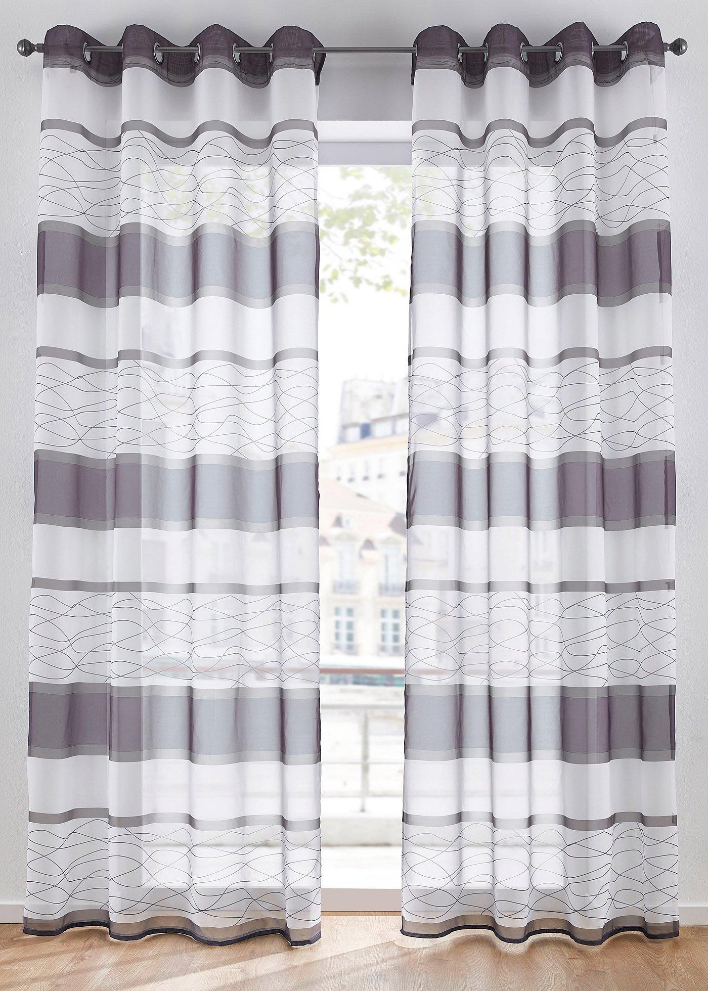 Transparente Gardine mit Querstreifen Druck (1er Pack)