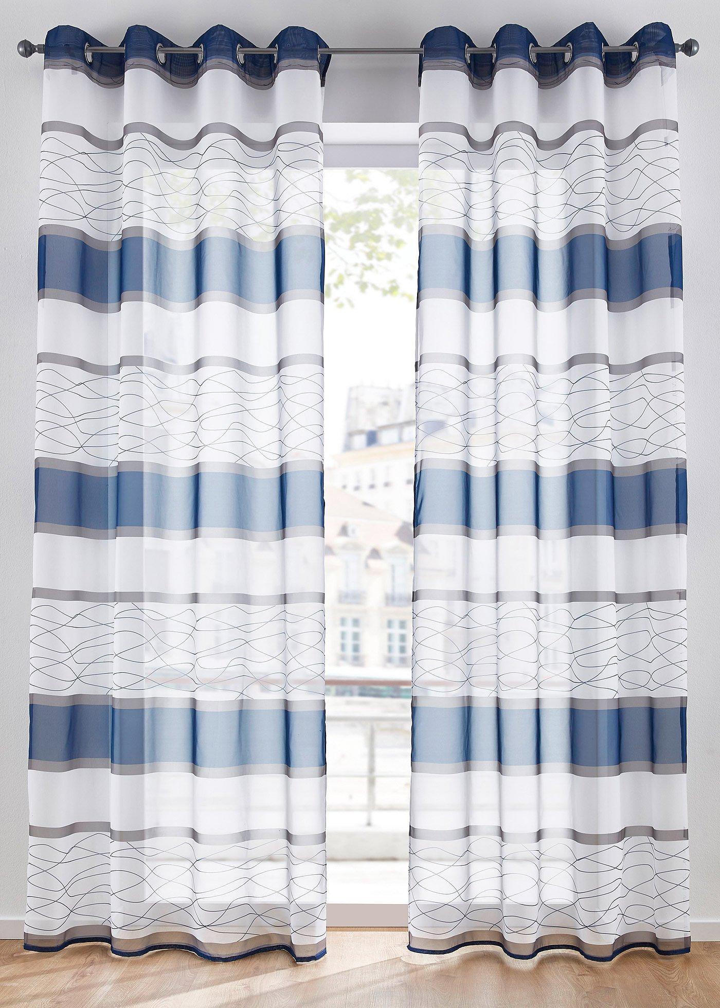 Transparente Gardine mit Querstreifen Druck (1er Pack)