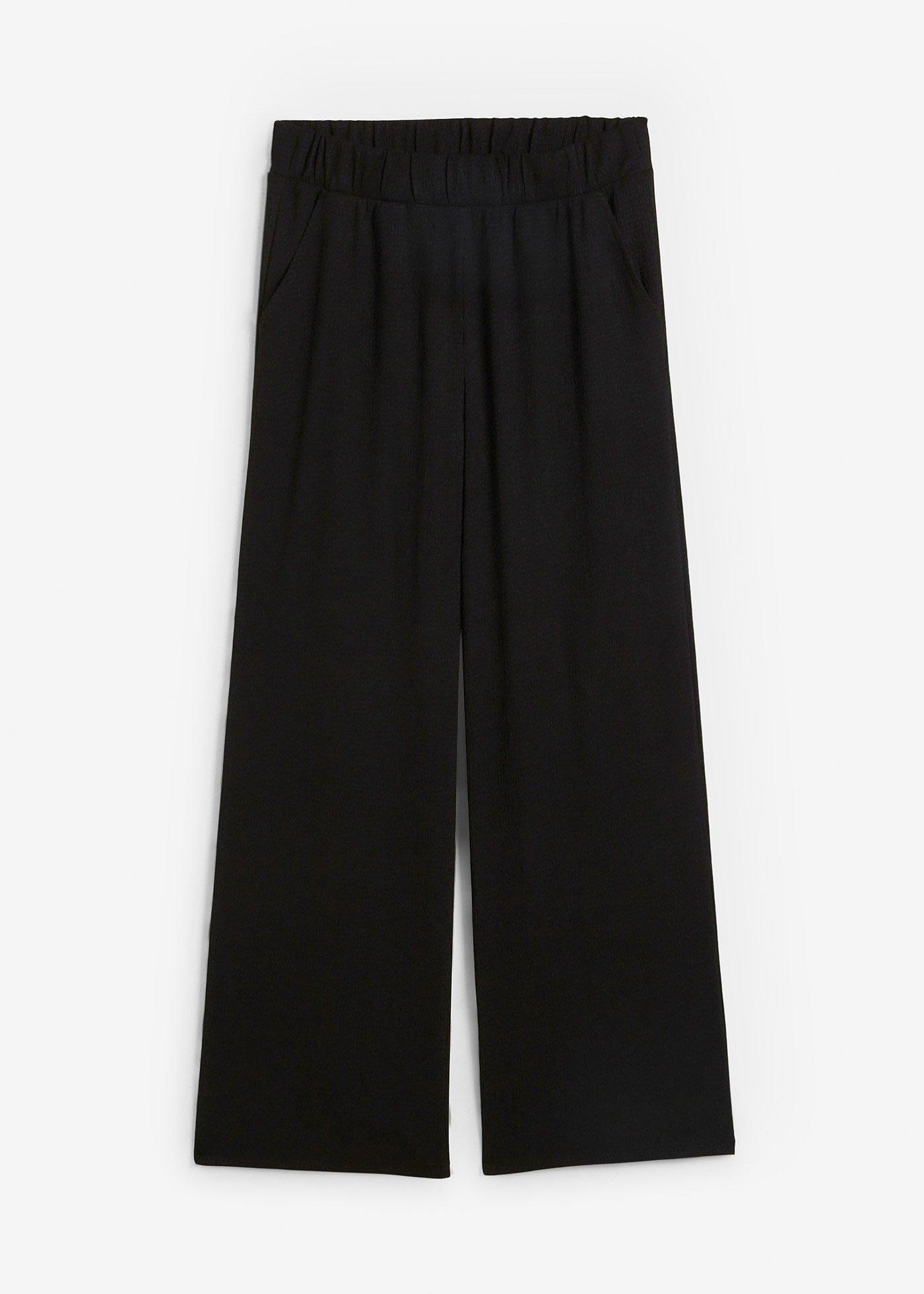 Weite Hose aus Strukturjersey, High-Waist