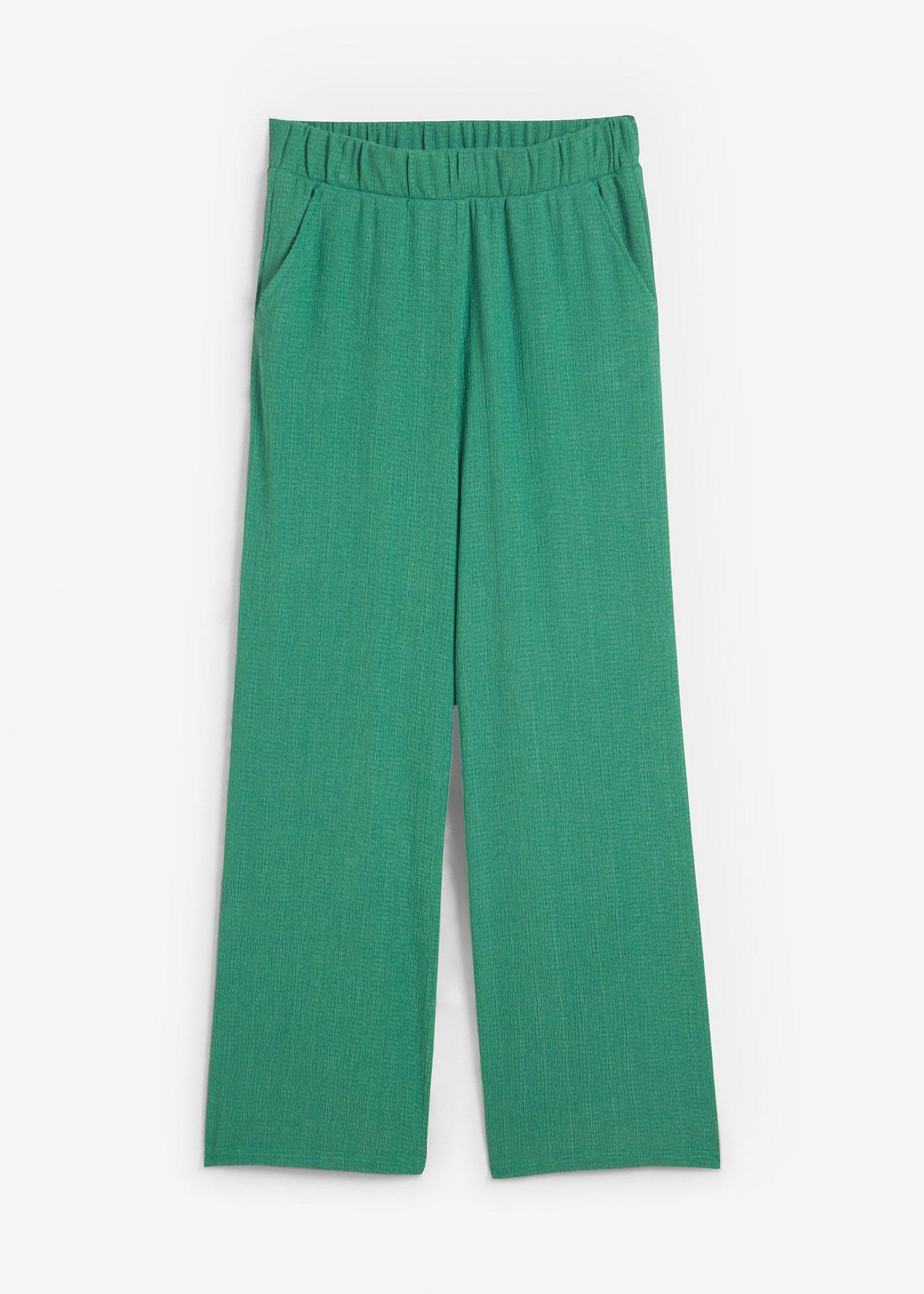 Weite Hose aus Strukturjersey, High-Waist