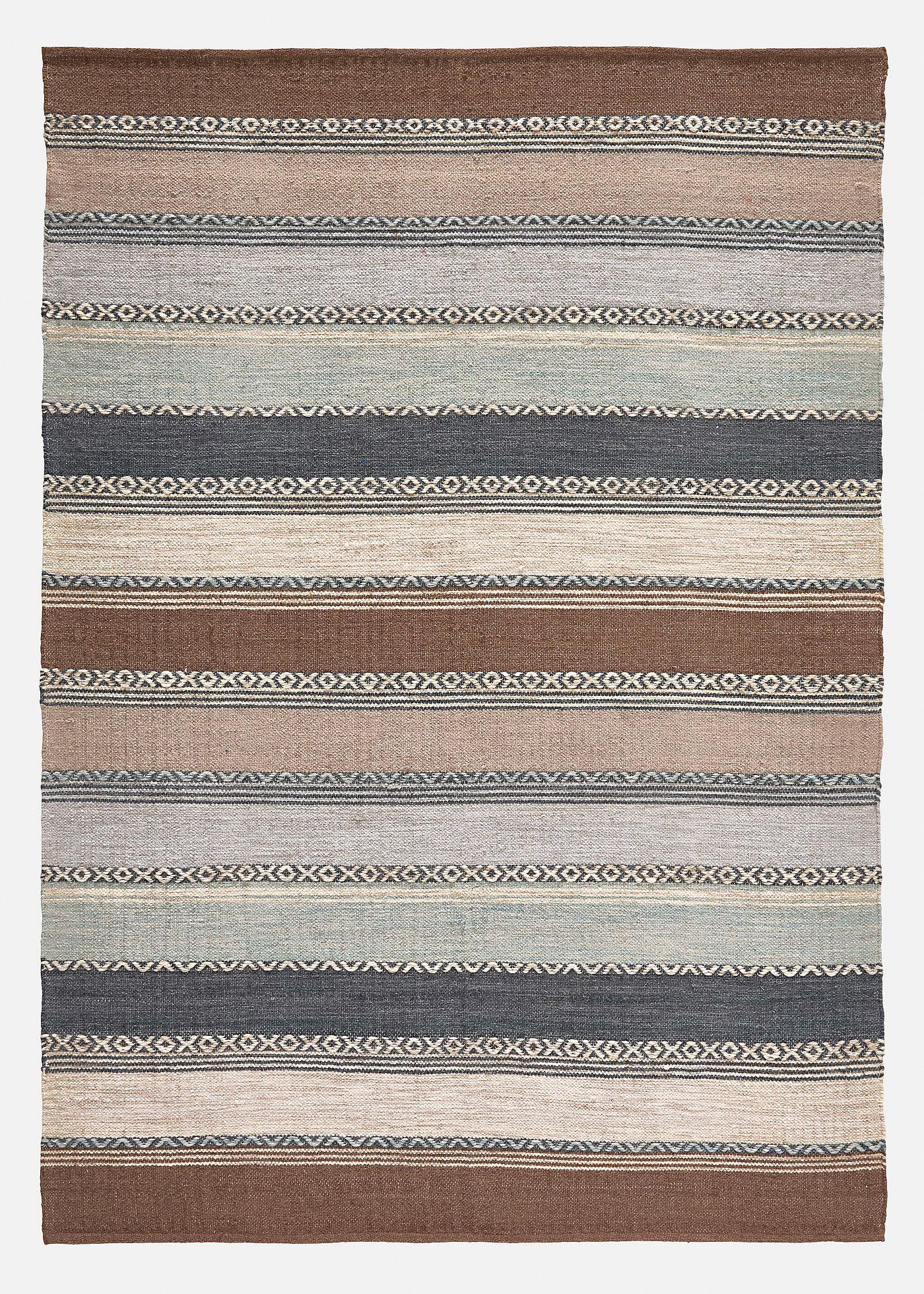 Kelim-Teppich mit Streifen in sanften Naturtönen