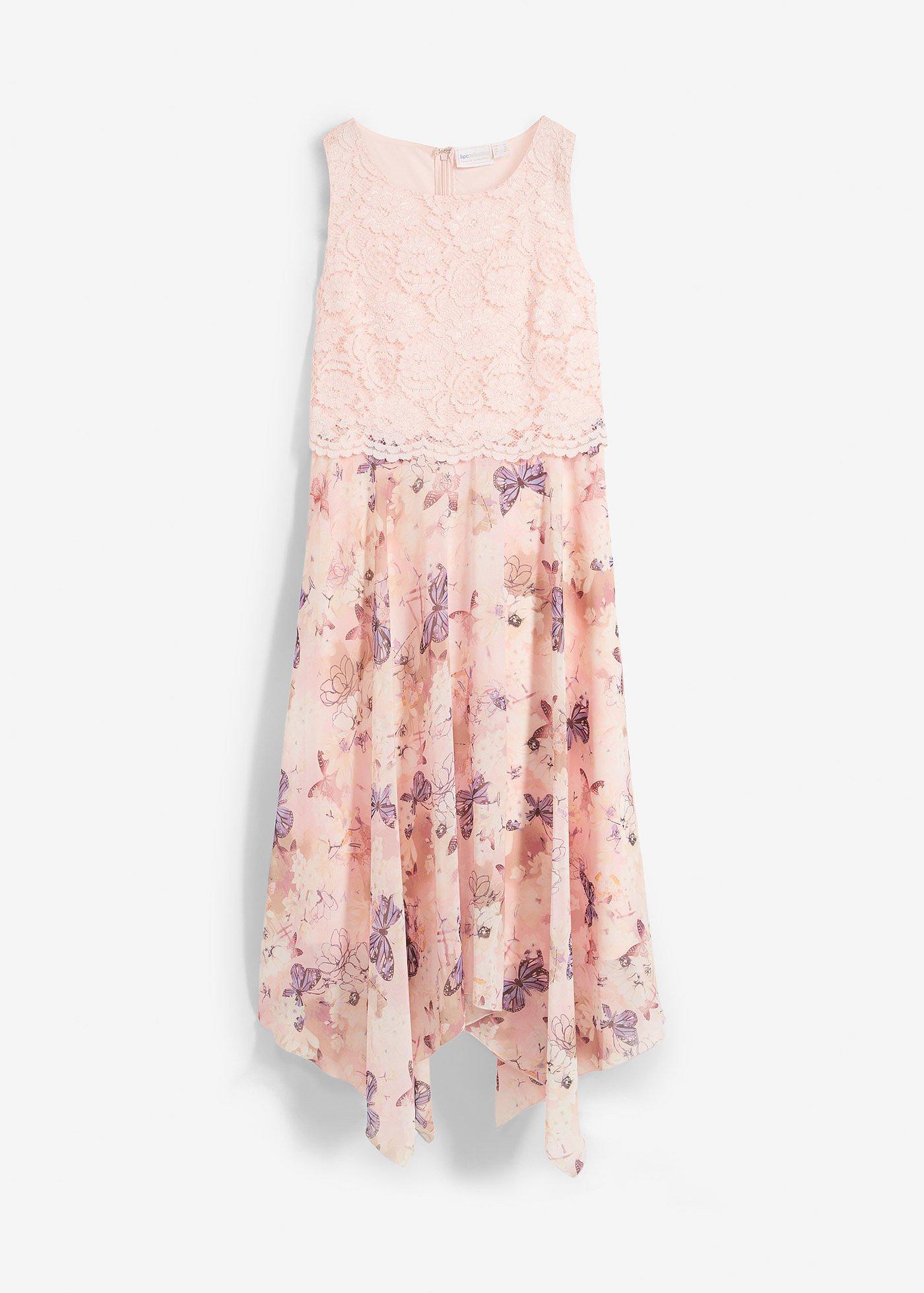 Chiffonkleid mit feiner Spitze