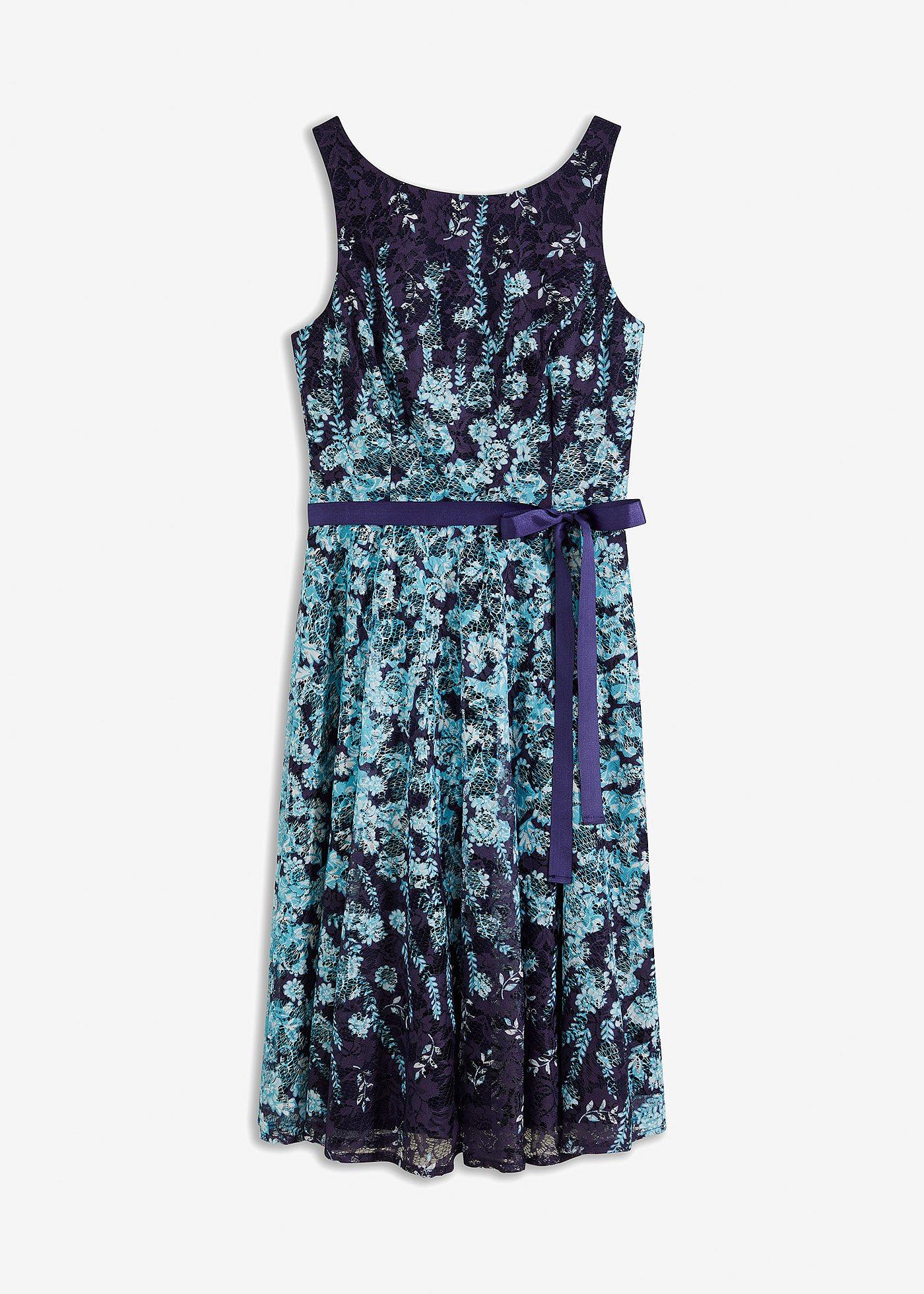 Spitzenkleid mit Satin-Band