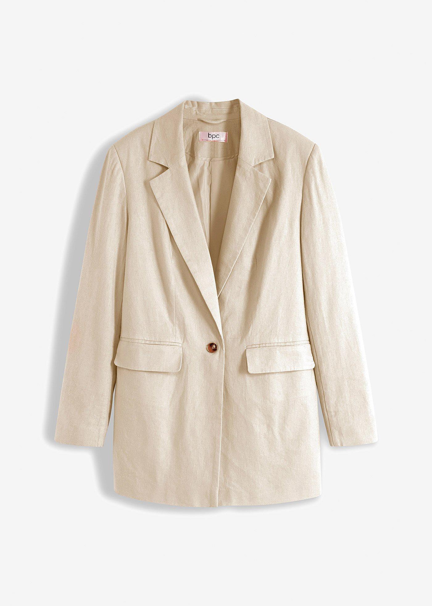 Longblazer aus Leinen-Viskose-Mix