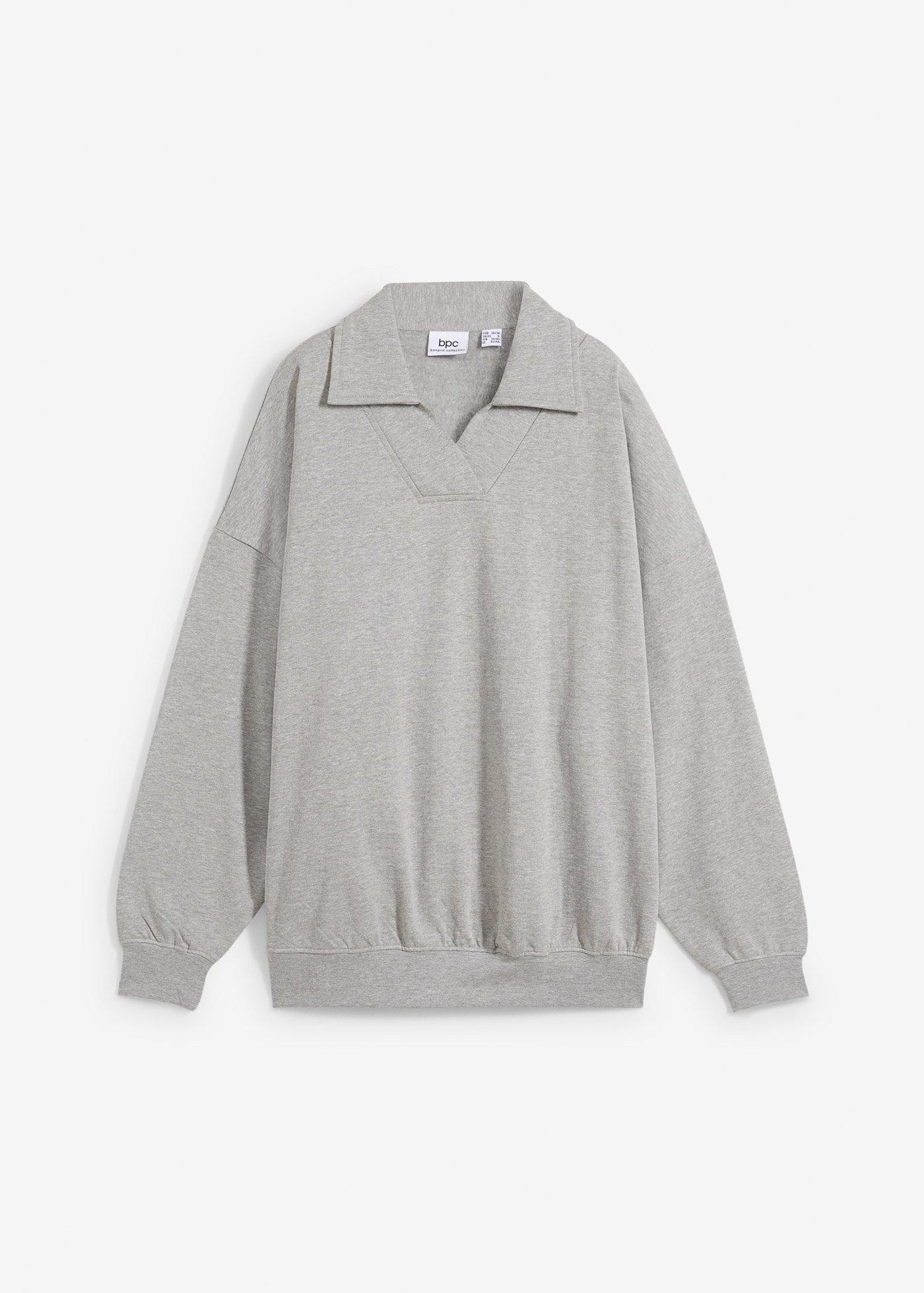 Sweatshirt mit V-Ausschnitt und Polokragen