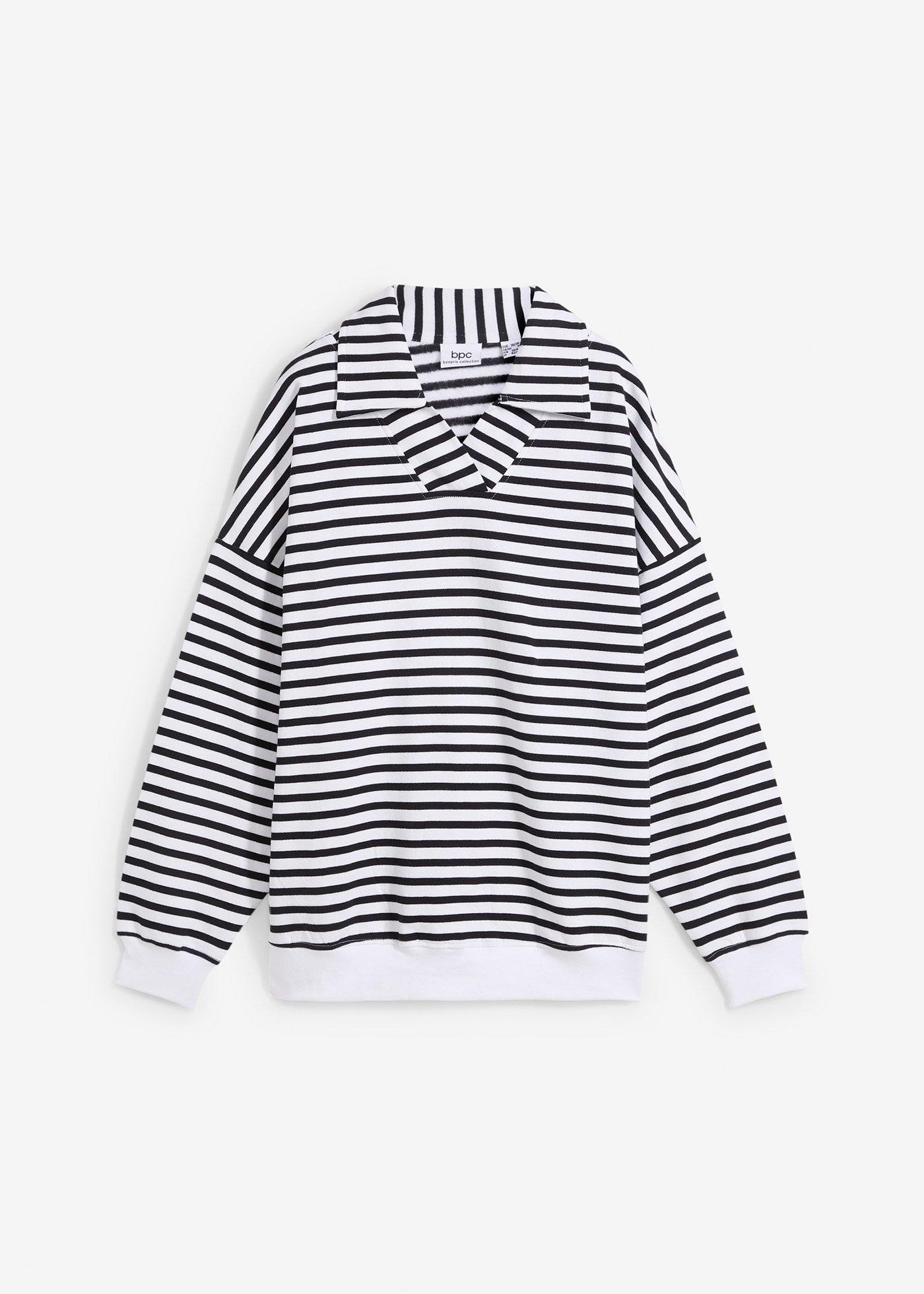 Sweatshirt mit V-Ausschnitt und Polokragen