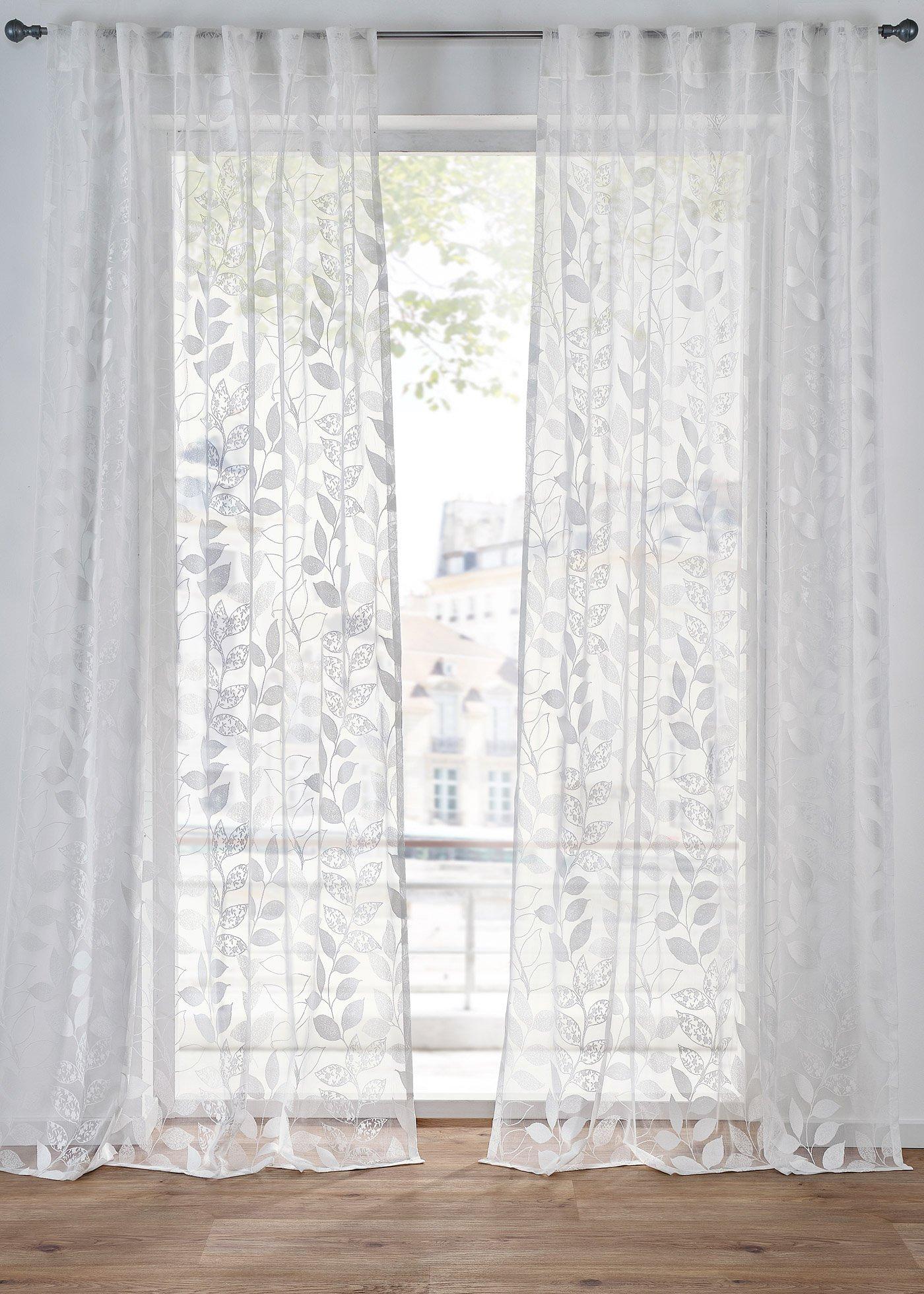 Jacquard Gardine mit Blatt Muster (1er Pack)