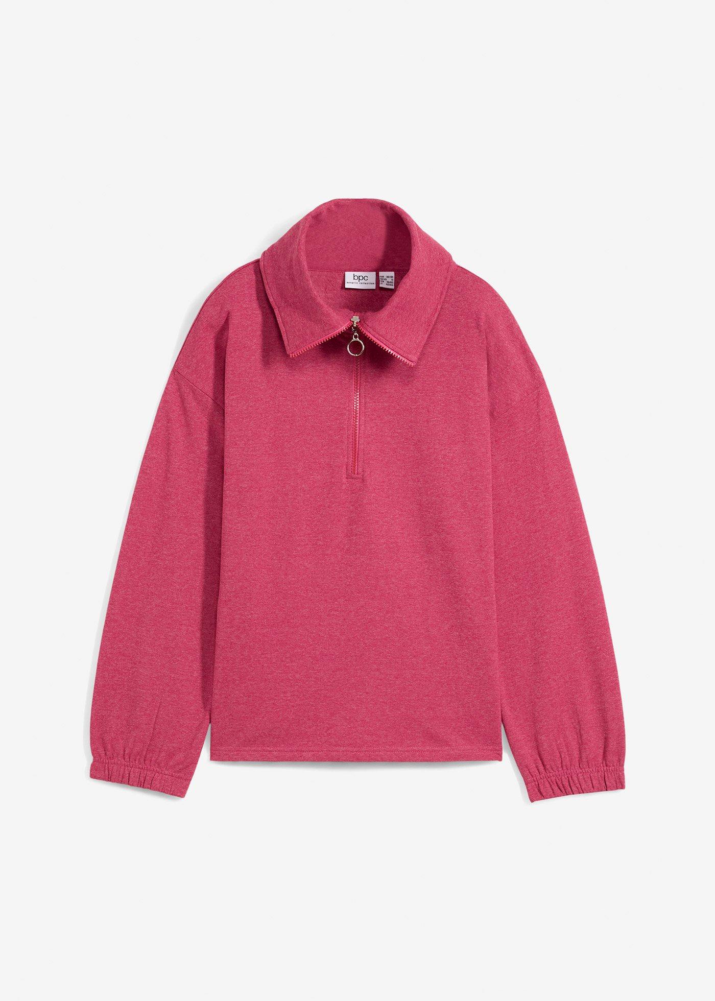 Sweatshirt mit großem Troyer- Kragen, langarm