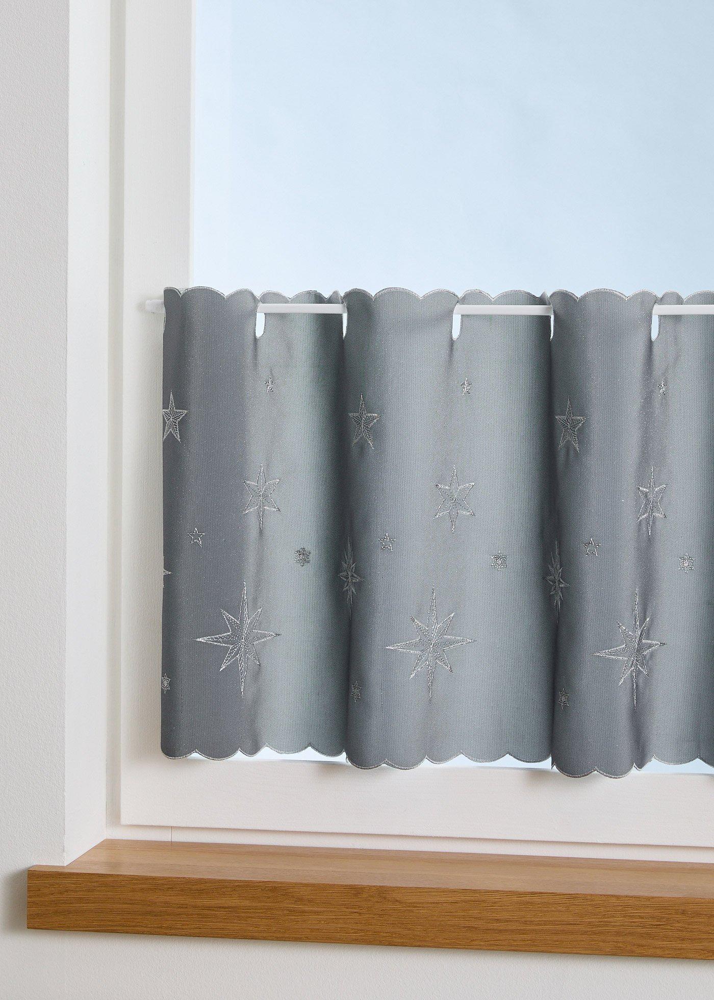 Scheibengardine mit Sternen Stickerei