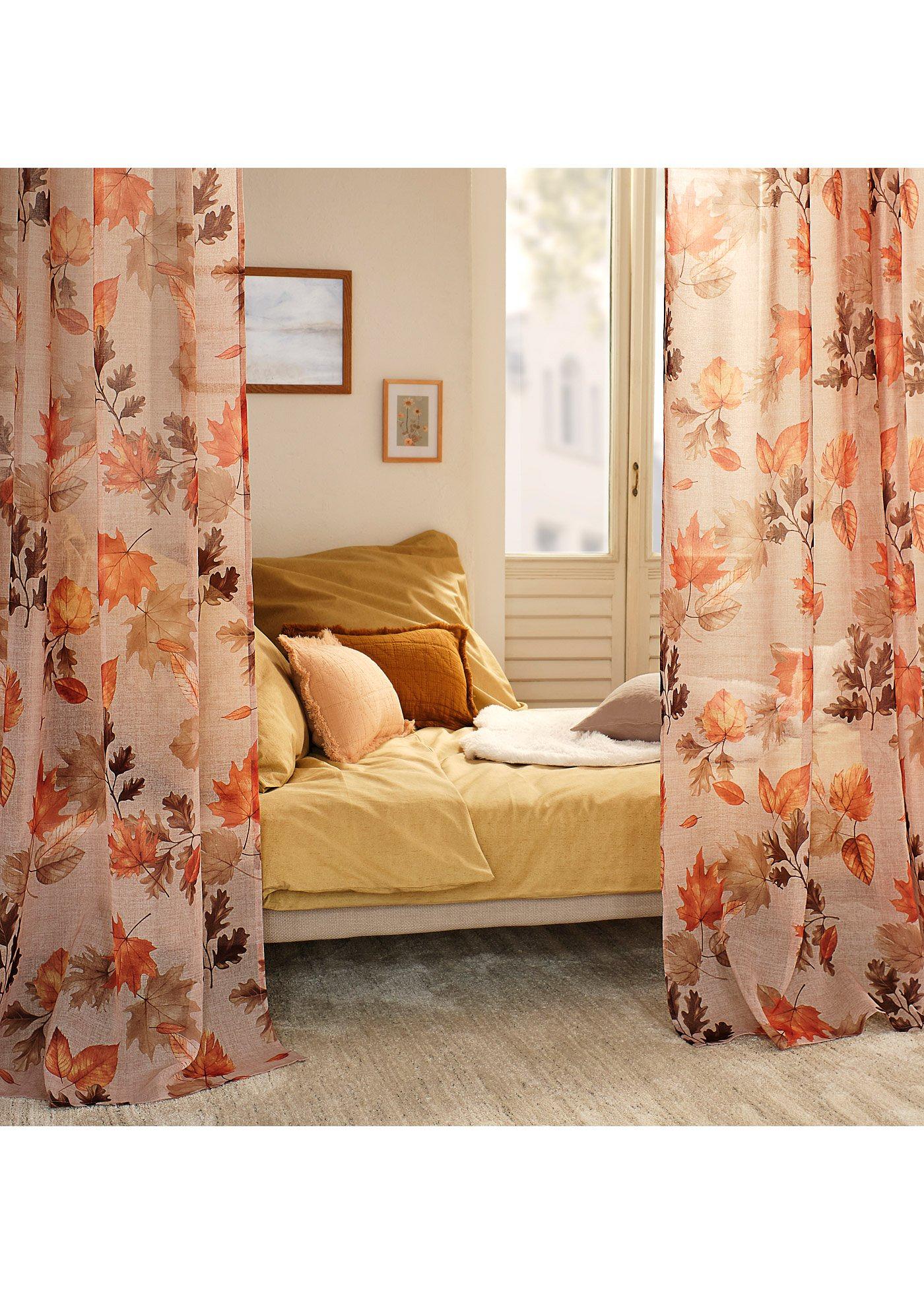 Gardine mit recyceltem Polyester mit Blätter Druck (1er Pack)