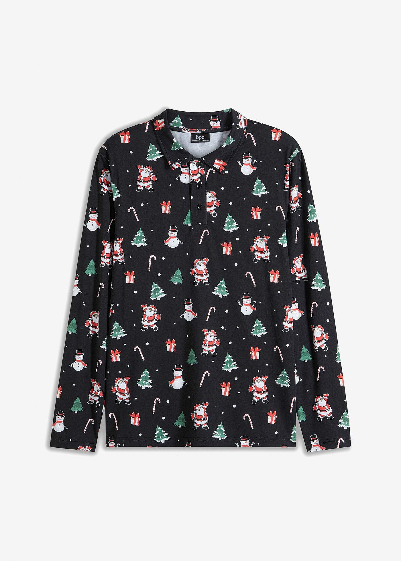 Poloshirt mit Weihnachtsmotiv aus Baumwolle