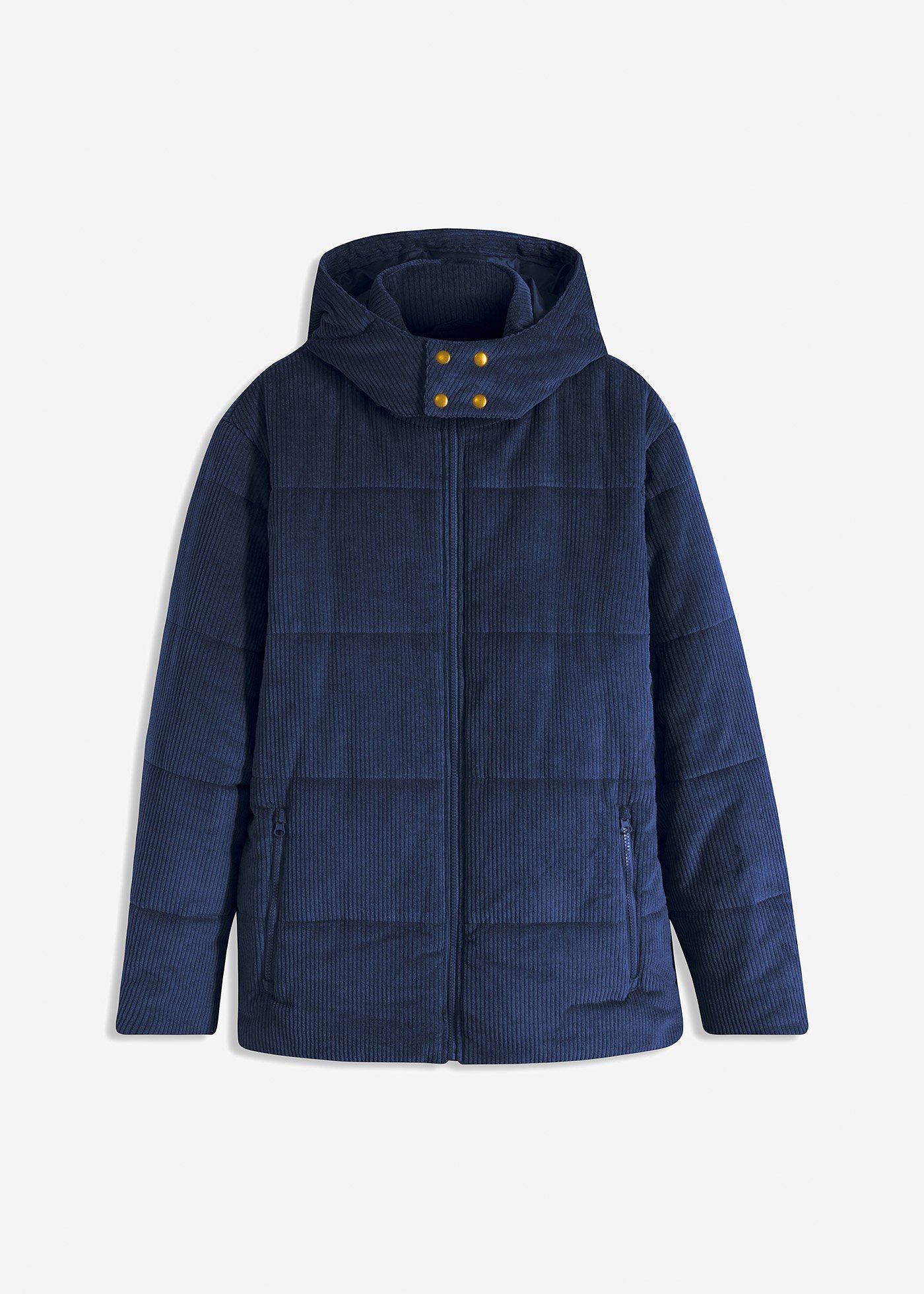 Cord-Steppjacke mit abnehmbarer Kapuze