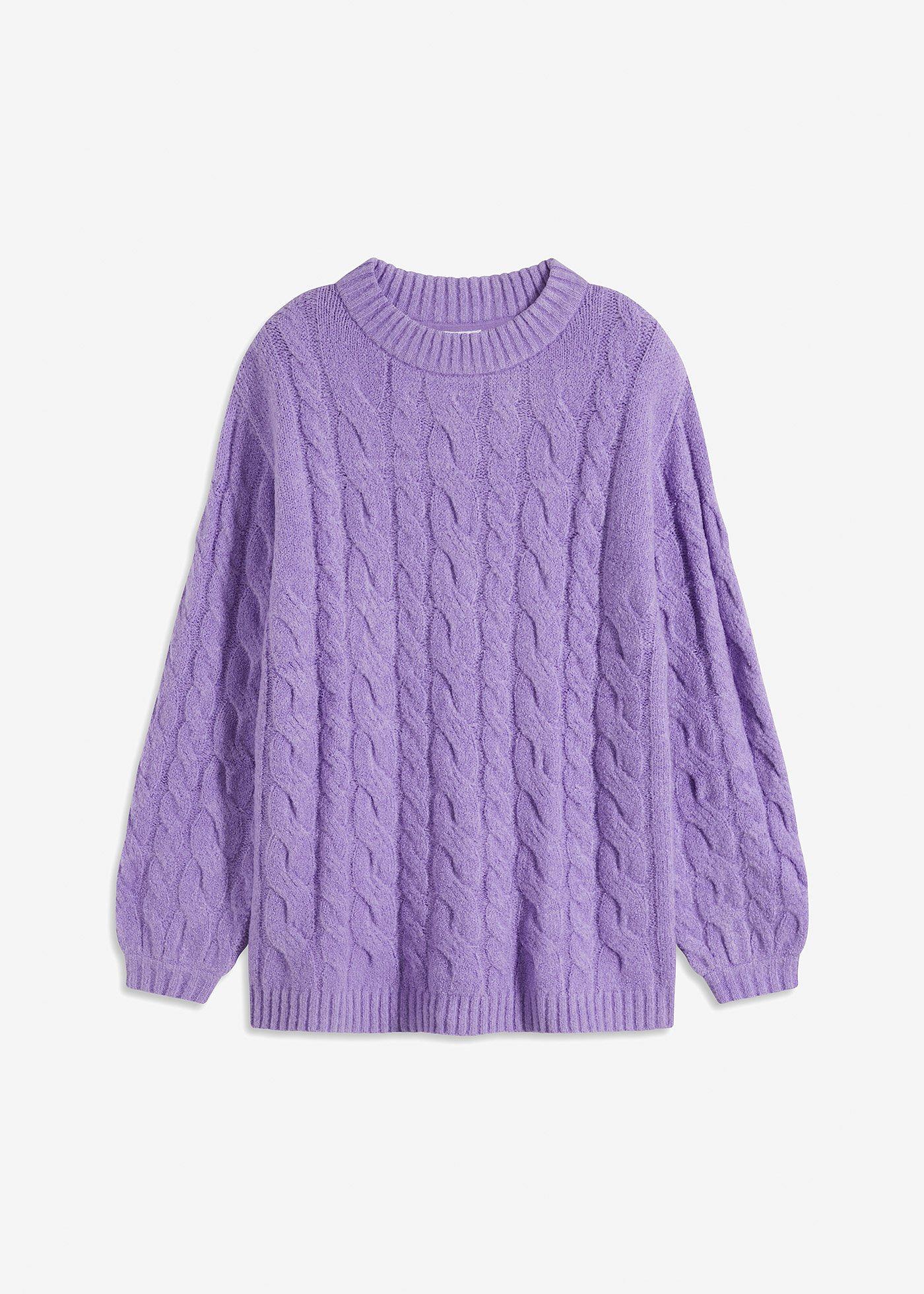 Oversize-Pullover mit Zopfmuster