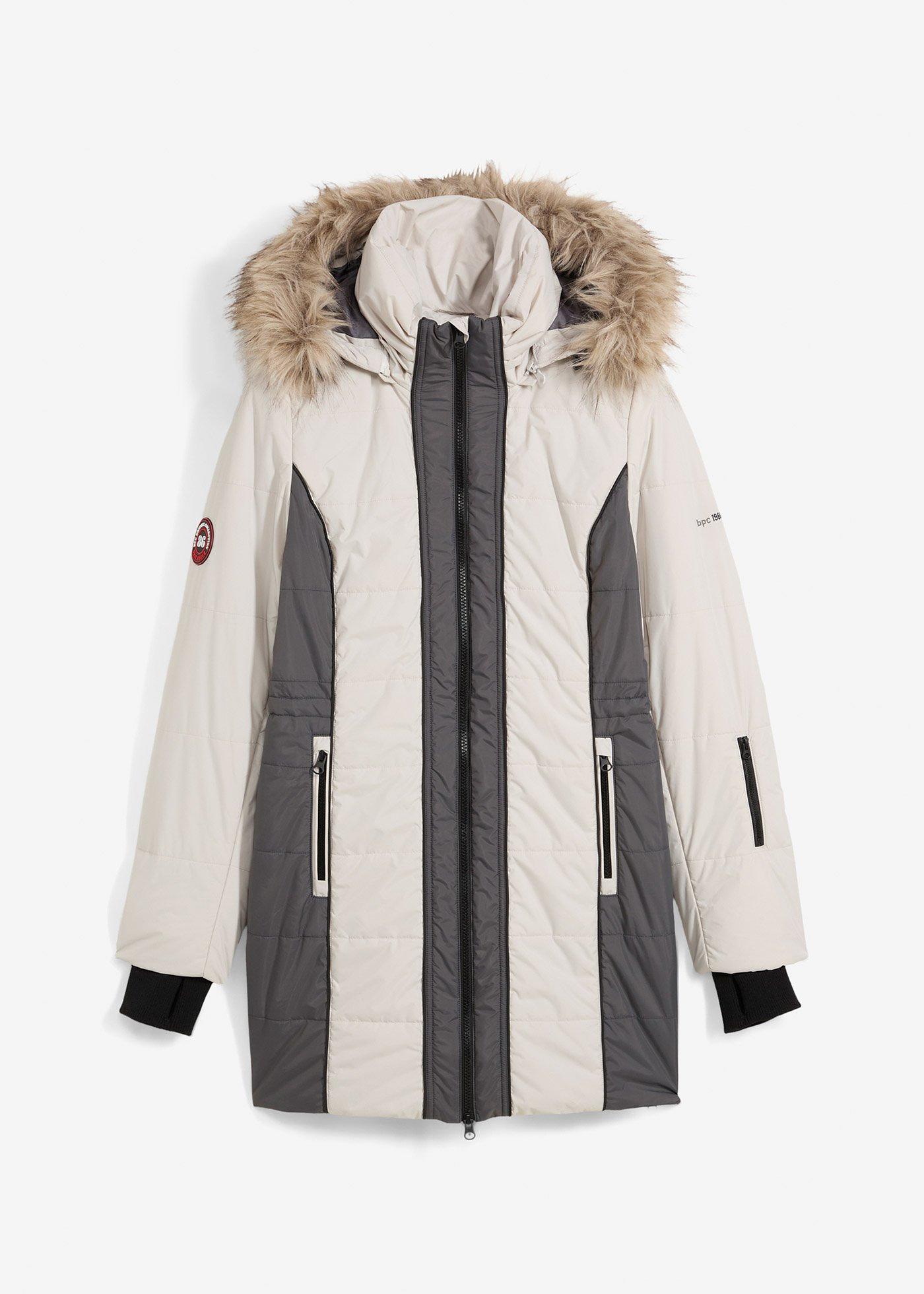 wasserabweisender Outdoor-Kurzmantel mit Fellimitat