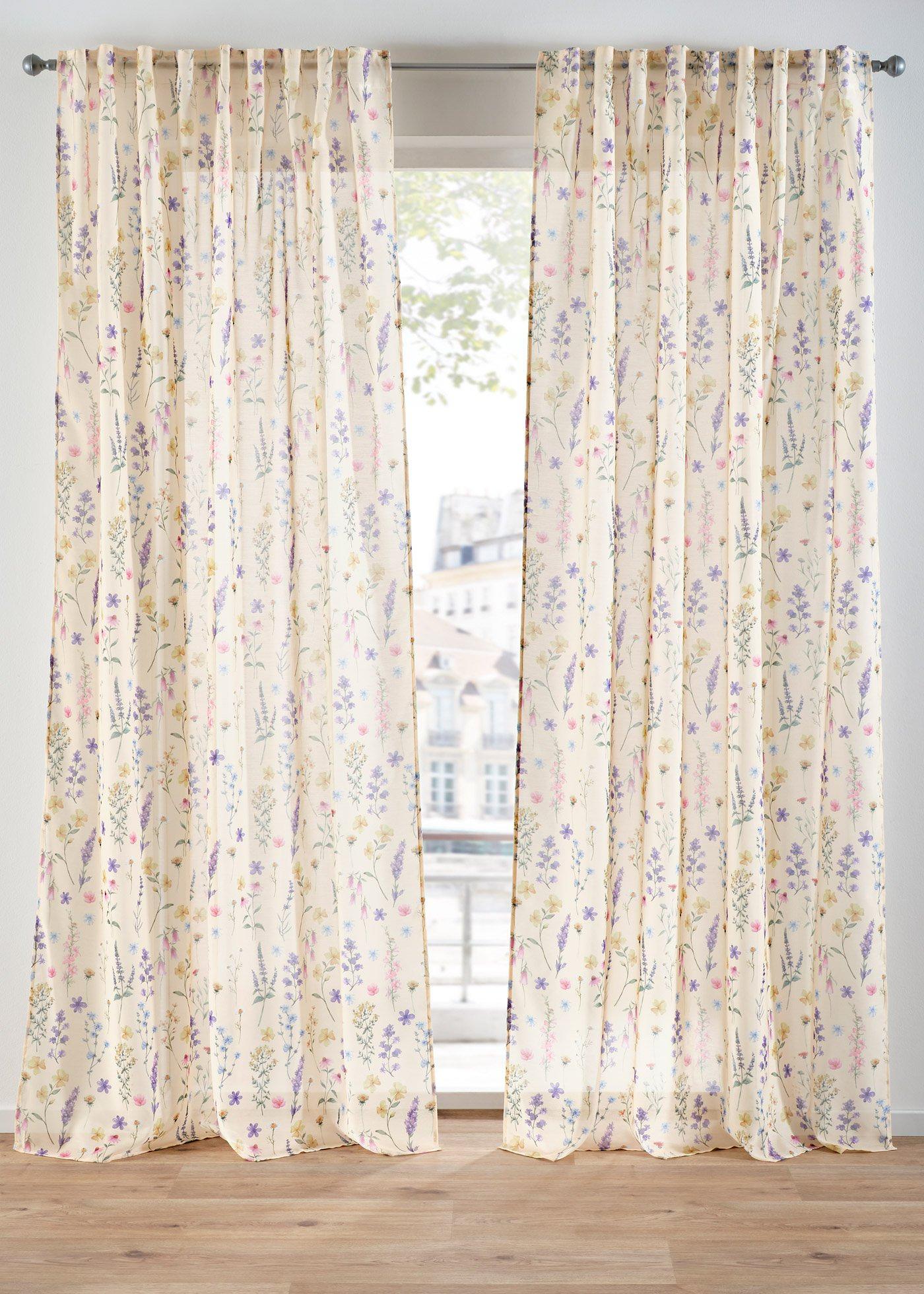 Gardine mit floralem Druck (2er Pack)