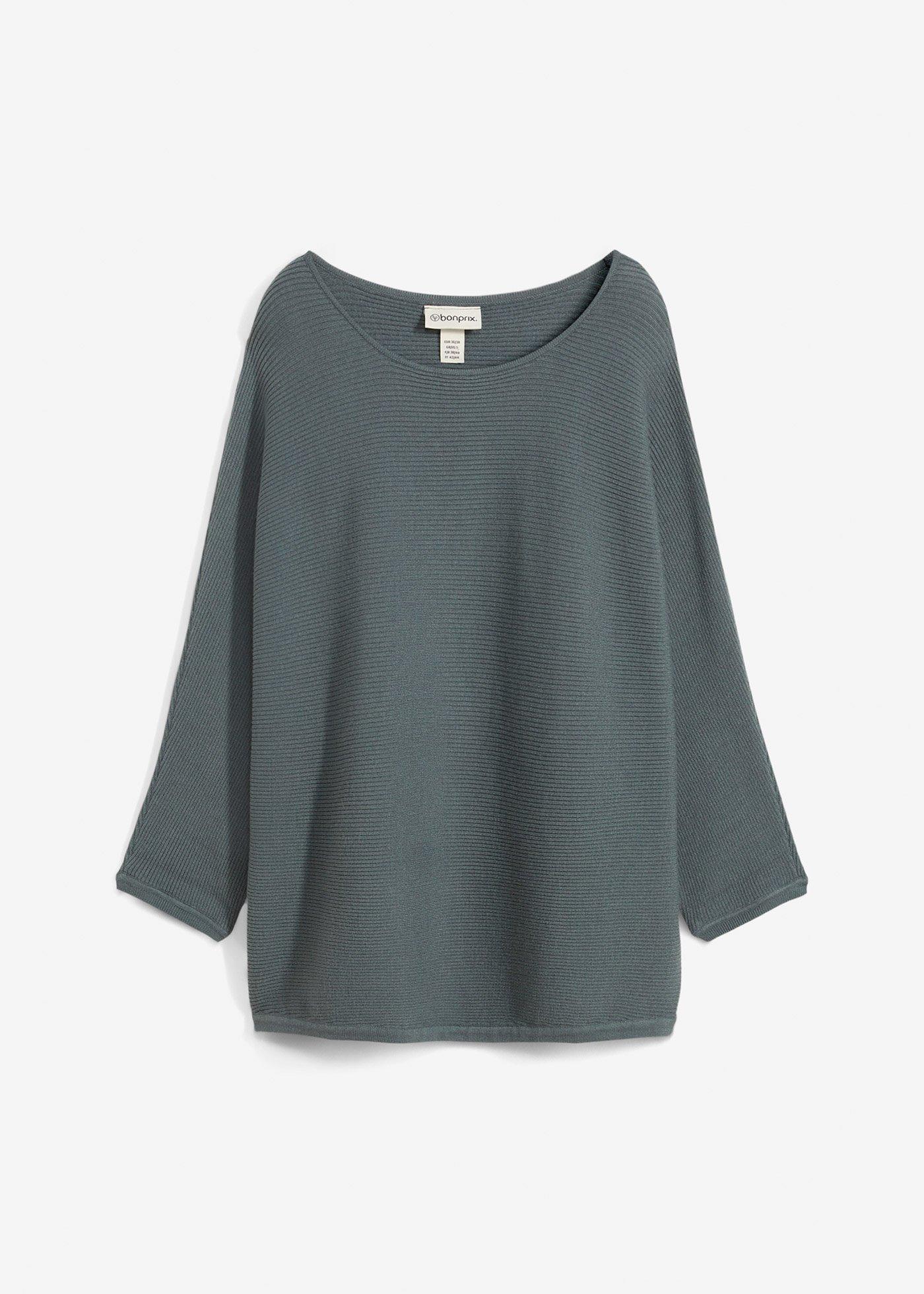 Oversize Ripp-Pullover aus Viskose-Mix
