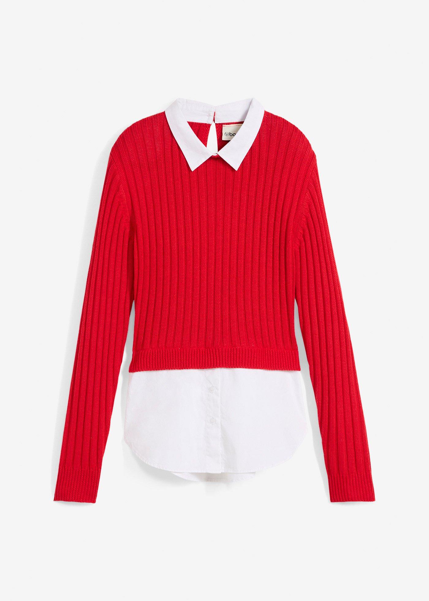 Pullover mit Blusenbesatz