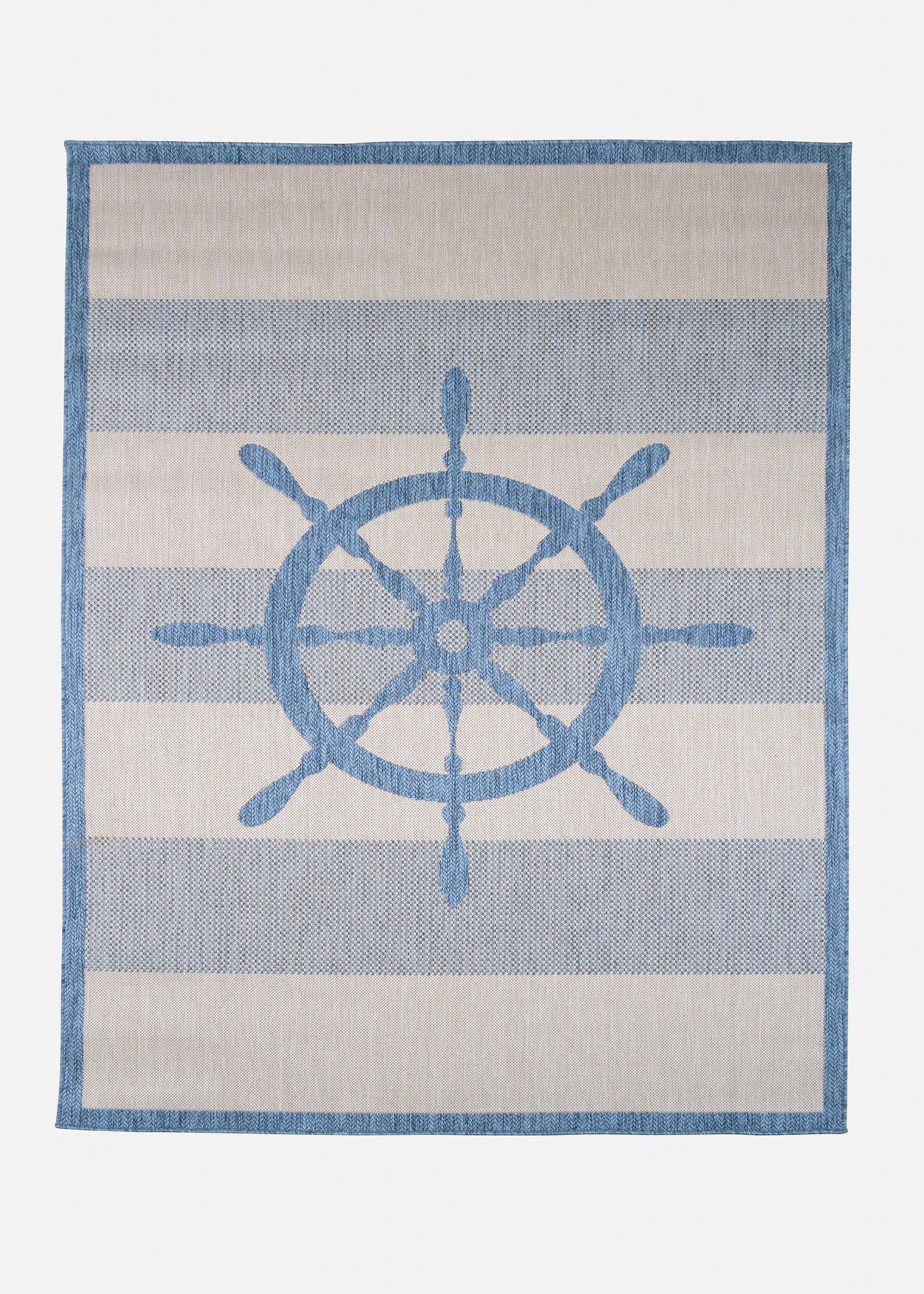 In-und Outdoor Teppich mit Steuerrad Motiv